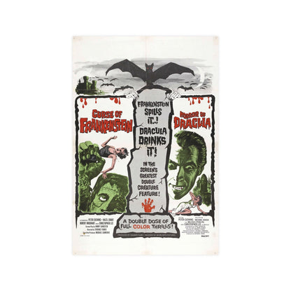 CURSE OF FRANKENSTEIN + HORROR OF DRACULA 1957 - Paper Movie Poster-12″ x 18″ (Vertical)-The Sticker Space