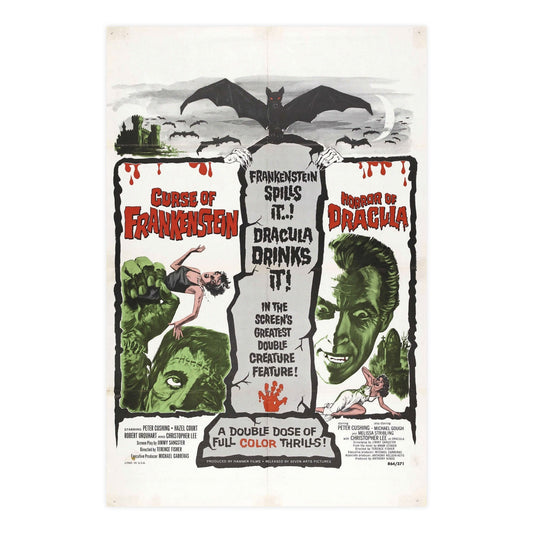 CURSE OF FRANKENSTEIN + HORROR OF DRACULA 1957 - Paper Movie Poster-24″ x 36″ (Vertical)-The Sticker Space