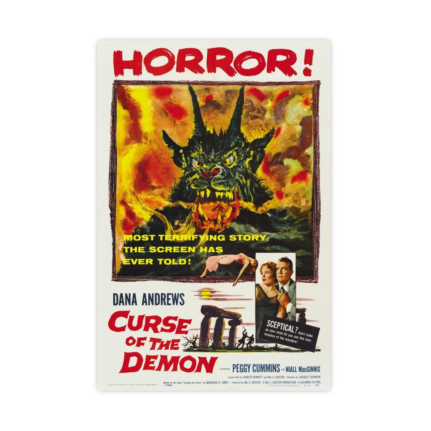 CURSE OF THE DEMON 1957 - Paper Movie Poster-16″ x 24″ (Vertical)-The Sticker Space