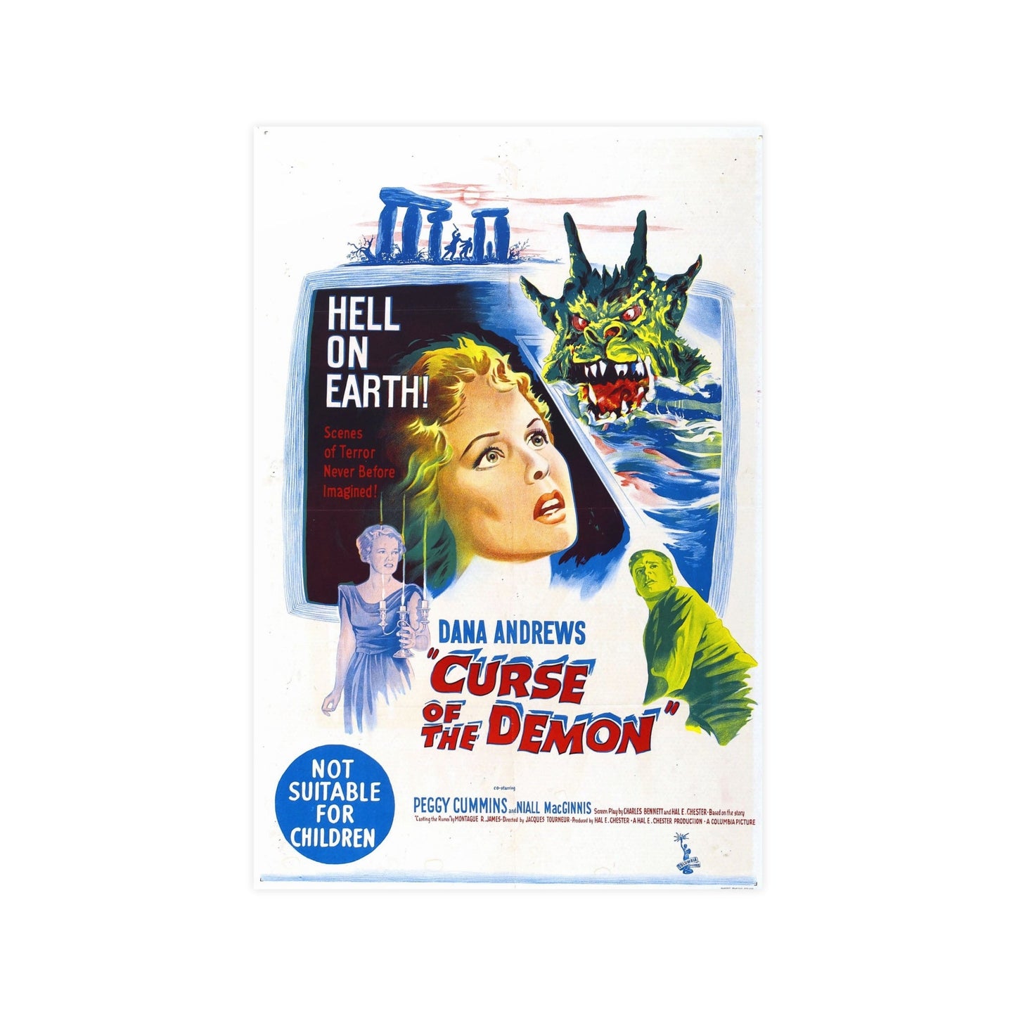 CURSE OF THE DEMON (NIGHT OF THE DEMON) 1957 - Paper Movie Poster-12″ x 18″ (Vertical)-The Sticker Space