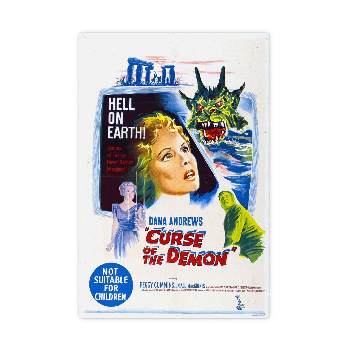 CURSE OF THE DEMON (NIGHT OF THE DEMON) 1957 - Paper Movie Poster-16″ x 24″ (Vertical)-The Sticker Space