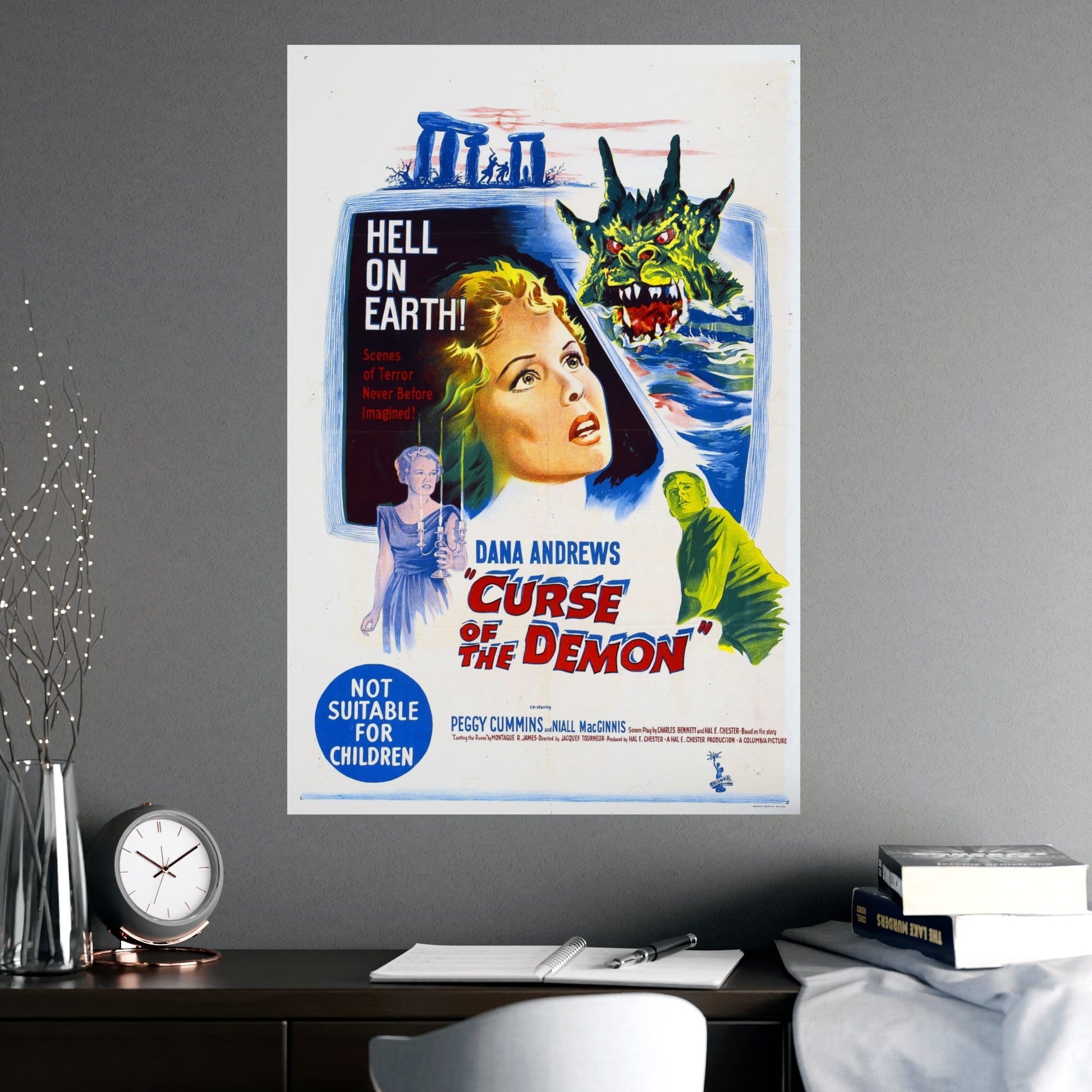 CURSE OF THE DEMON (NIGHT OF THE DEMON) 1957 - Paper Movie Poster-The Sticker Space
