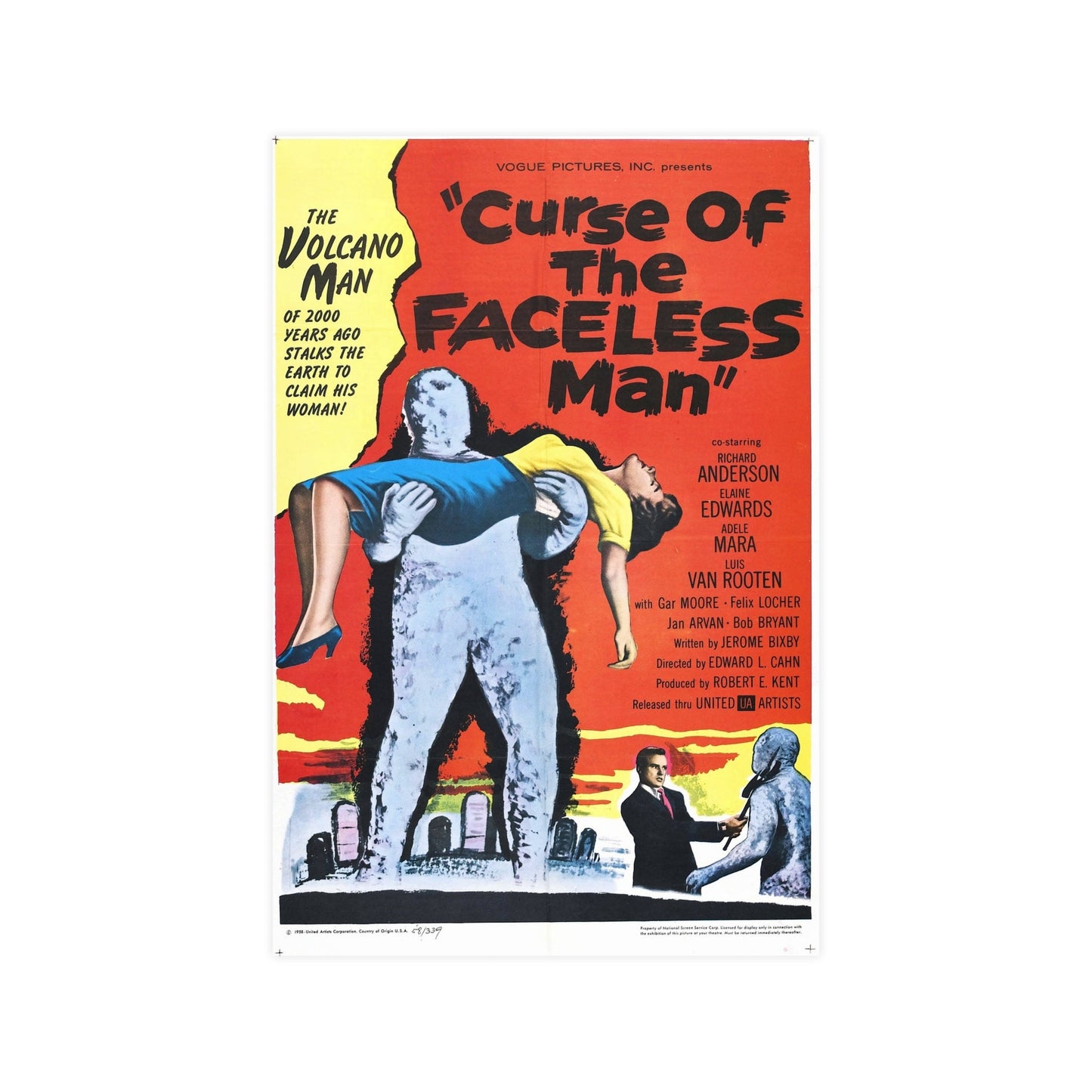 CURSE OF THE FACELESS MAN 1958 - Paper Movie Poster-12″ x 18″ (Vertical)-The Sticker Space