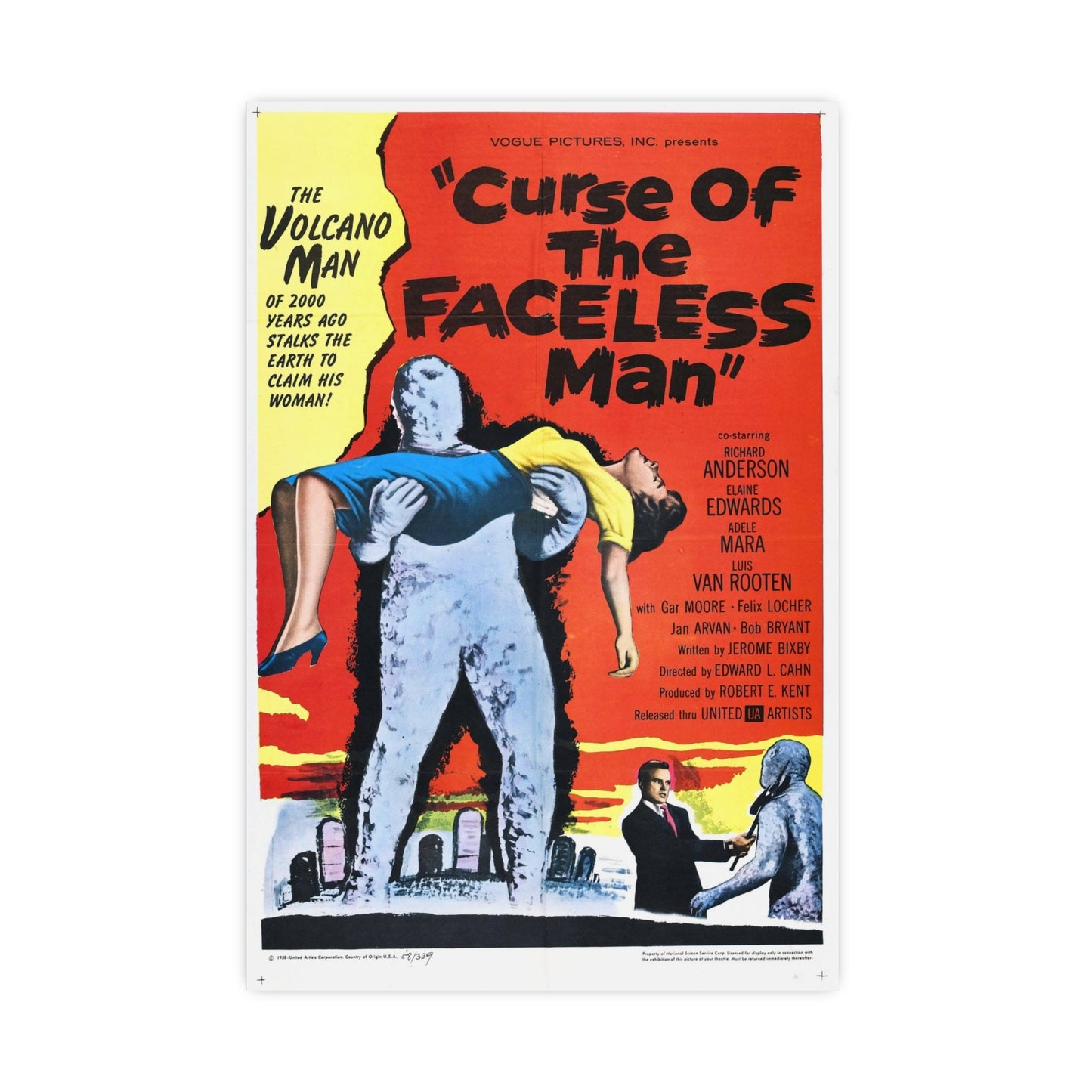 CURSE OF THE FACELESS MAN 1958 - Paper Movie Poster-20″ x 30″ (Vertical)-The Sticker Space