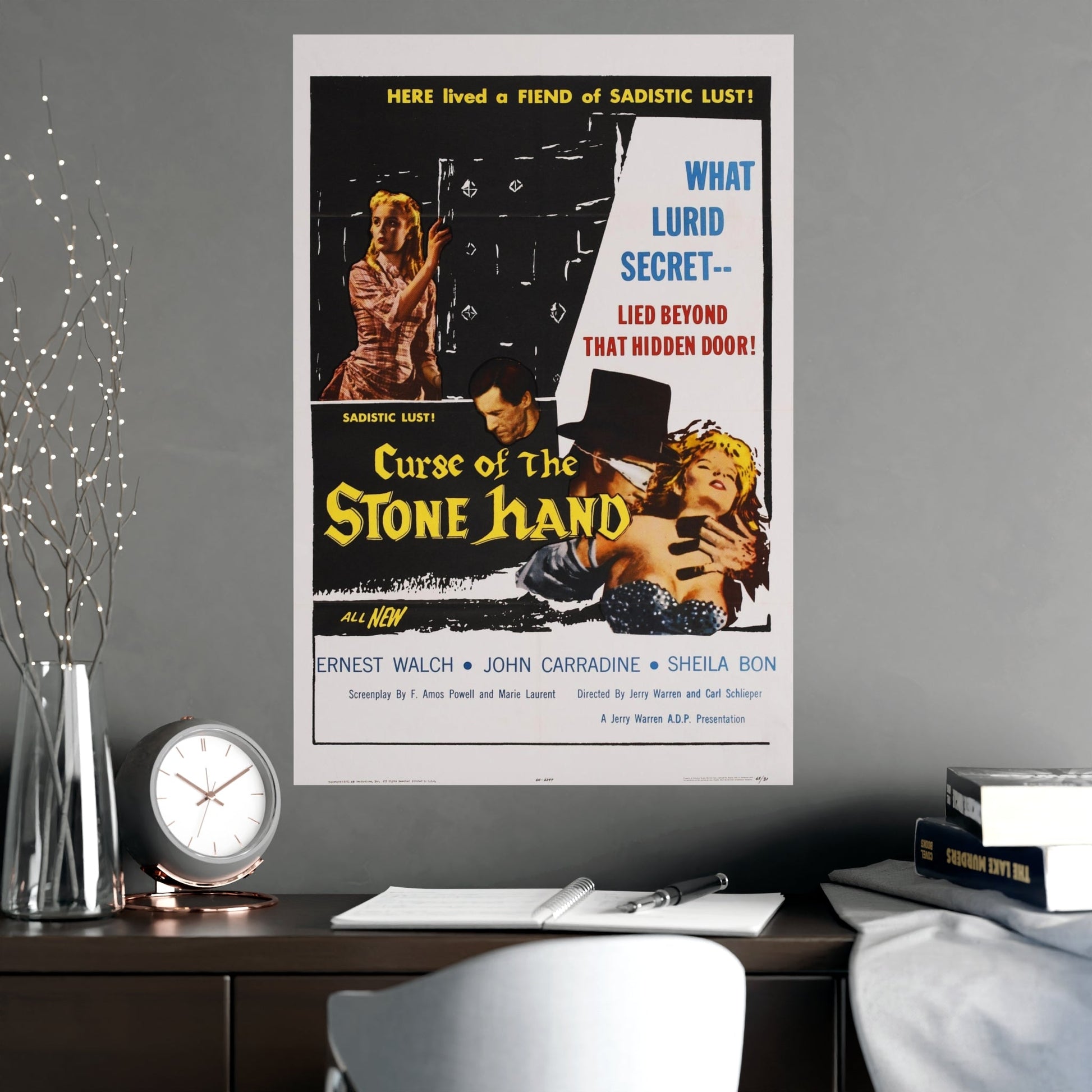CURSE OF THE STONE HAND 1965 - Paper Movie Poster-The Sticker Space