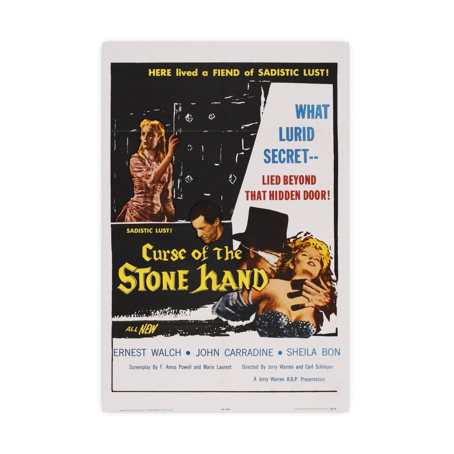 CURSE OF THE STONE HAND 1965 - Paper Movie Poster-16″ x 24″ (Vertical)-The Sticker Space