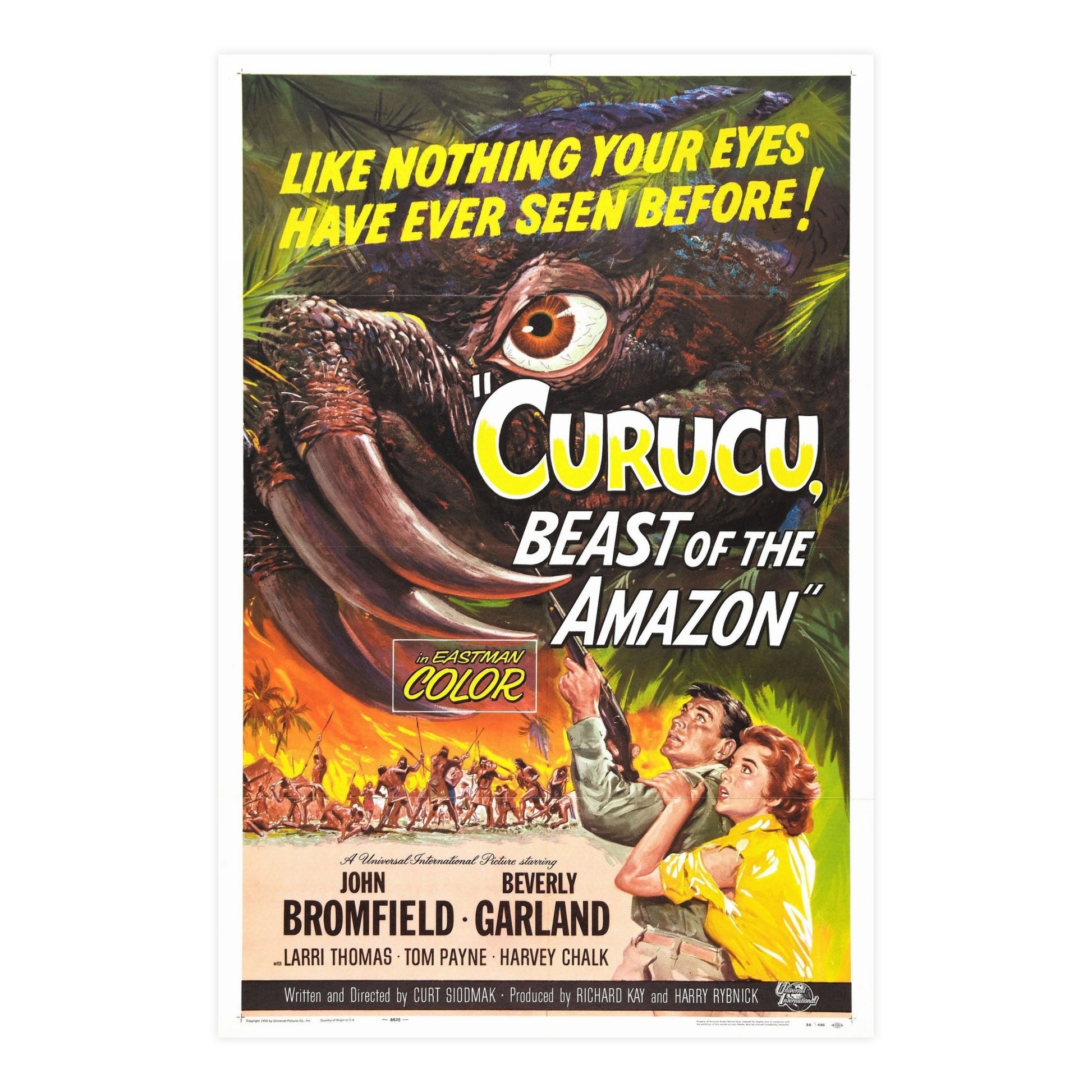 CURUCU, BEAST OF THE AMAZON 1956 - Paper Movie Poster-24″ x 36″ (Vertical)-The Sticker Space