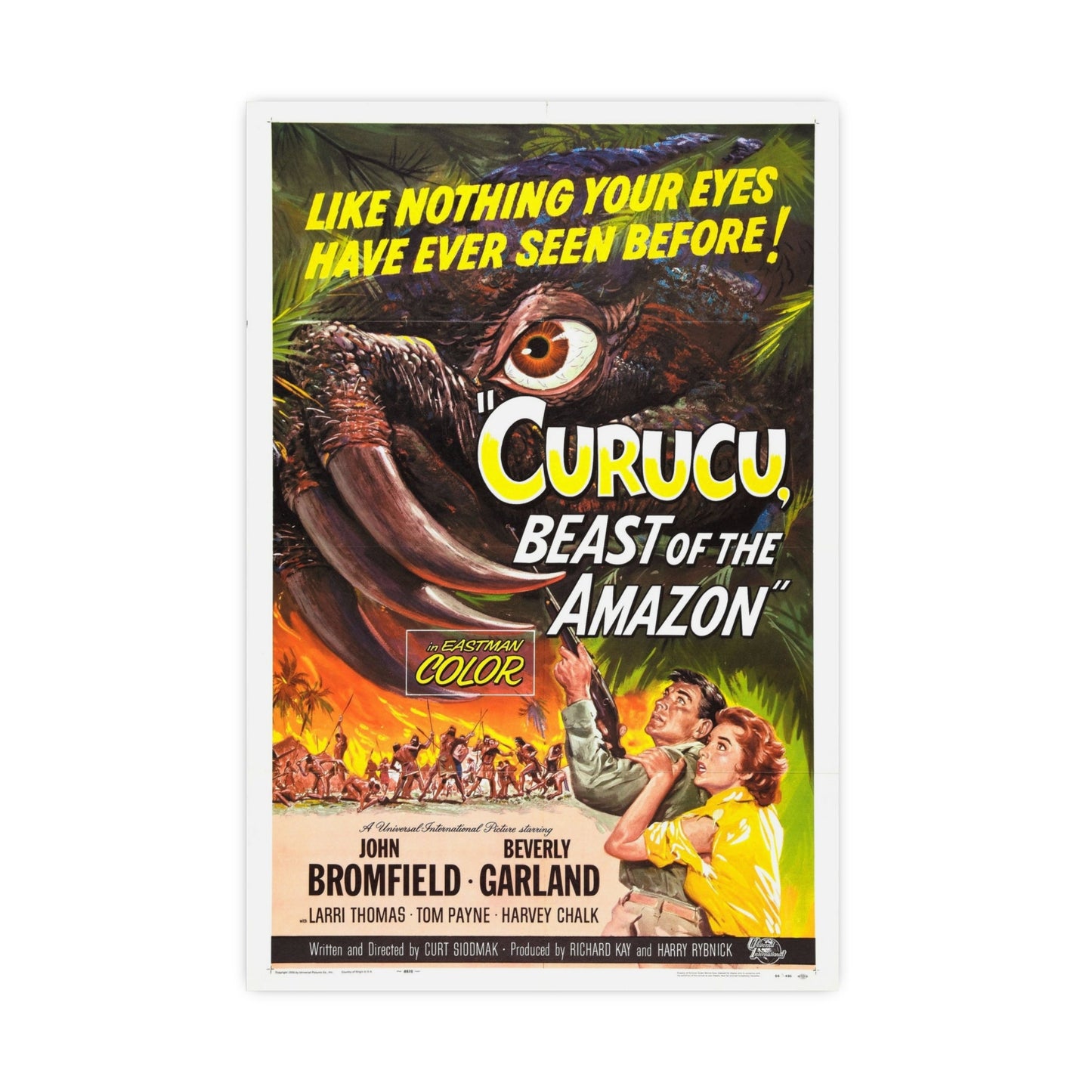 CURUCU, BEAST OF THE AMAZON 1956 - Paper Movie Poster-The Sticker Space