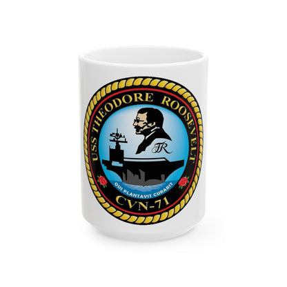 CVN 71 USS Theodore Roosevelt 1986 (U.S. Navy) White Coffee Mug-15oz-The Sticker Space