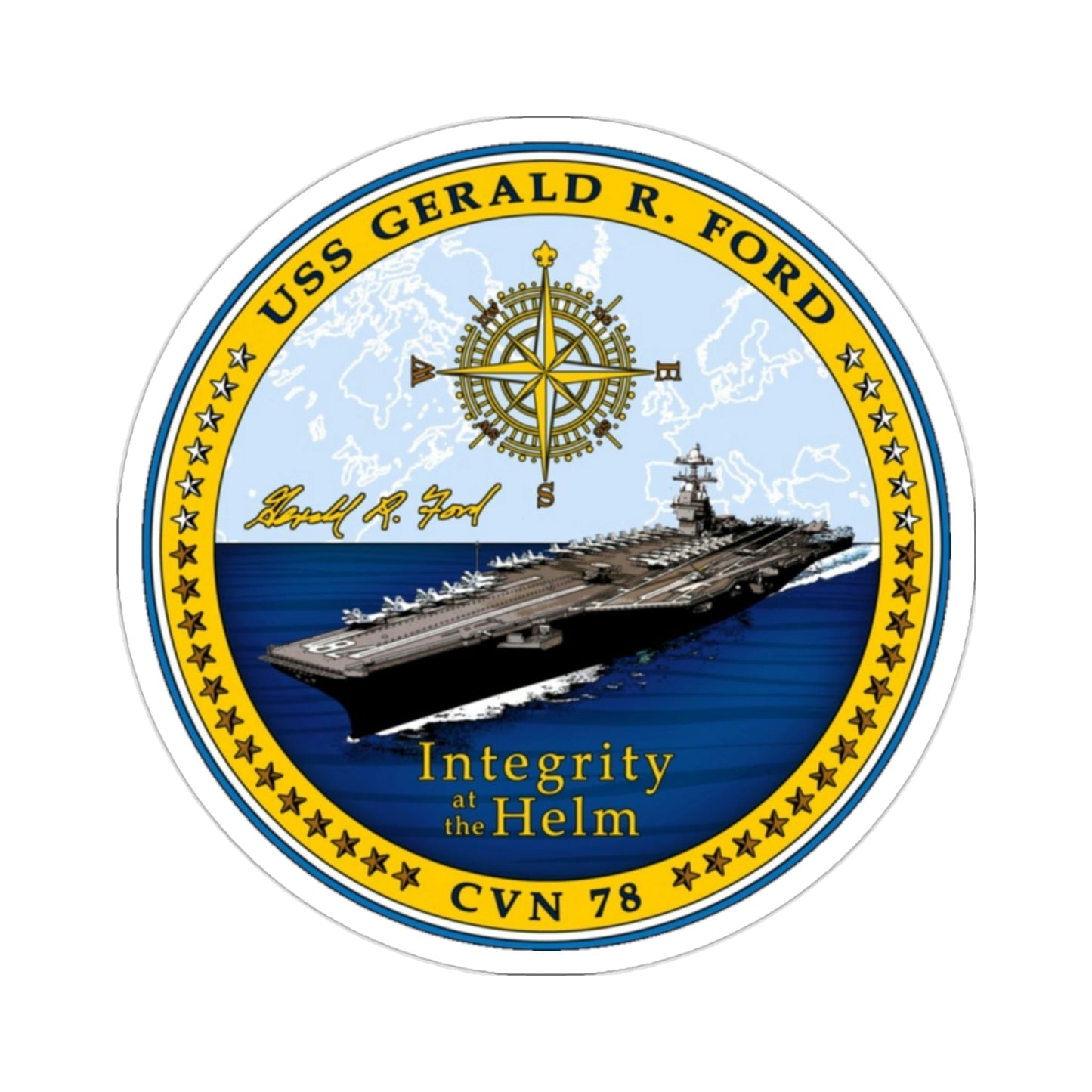 CVN 78 USS Gerald R Ford 2017 (U.S. Navy) STICKER Vinyl Die-Cut Decal-2 Inch-The Sticker Space