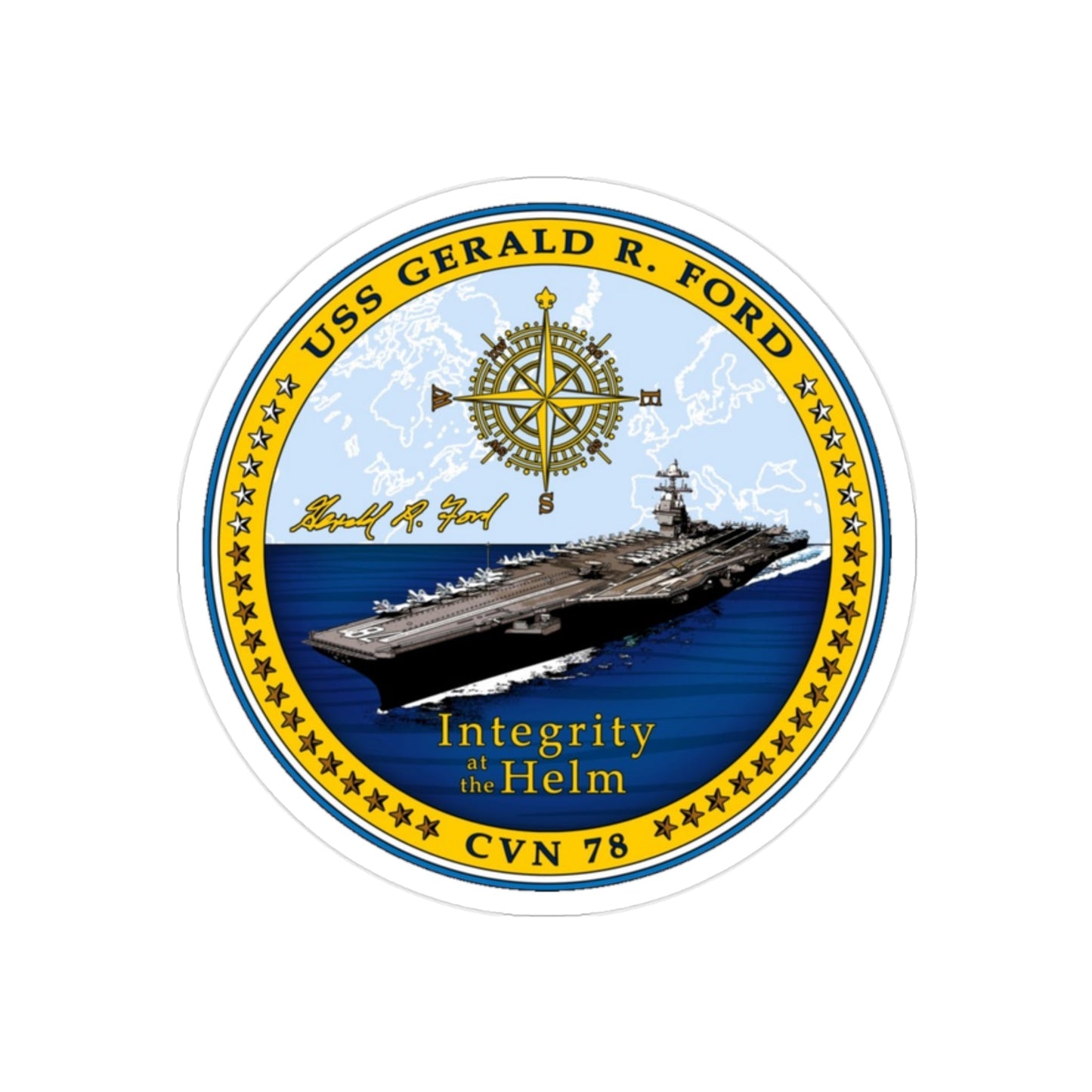 CVN 78 USS Gerald R Ford 2017 (U.S. Navy) Transparent STICKER Die-Cut Vinyl Decal-2 Inch-The Sticker Space