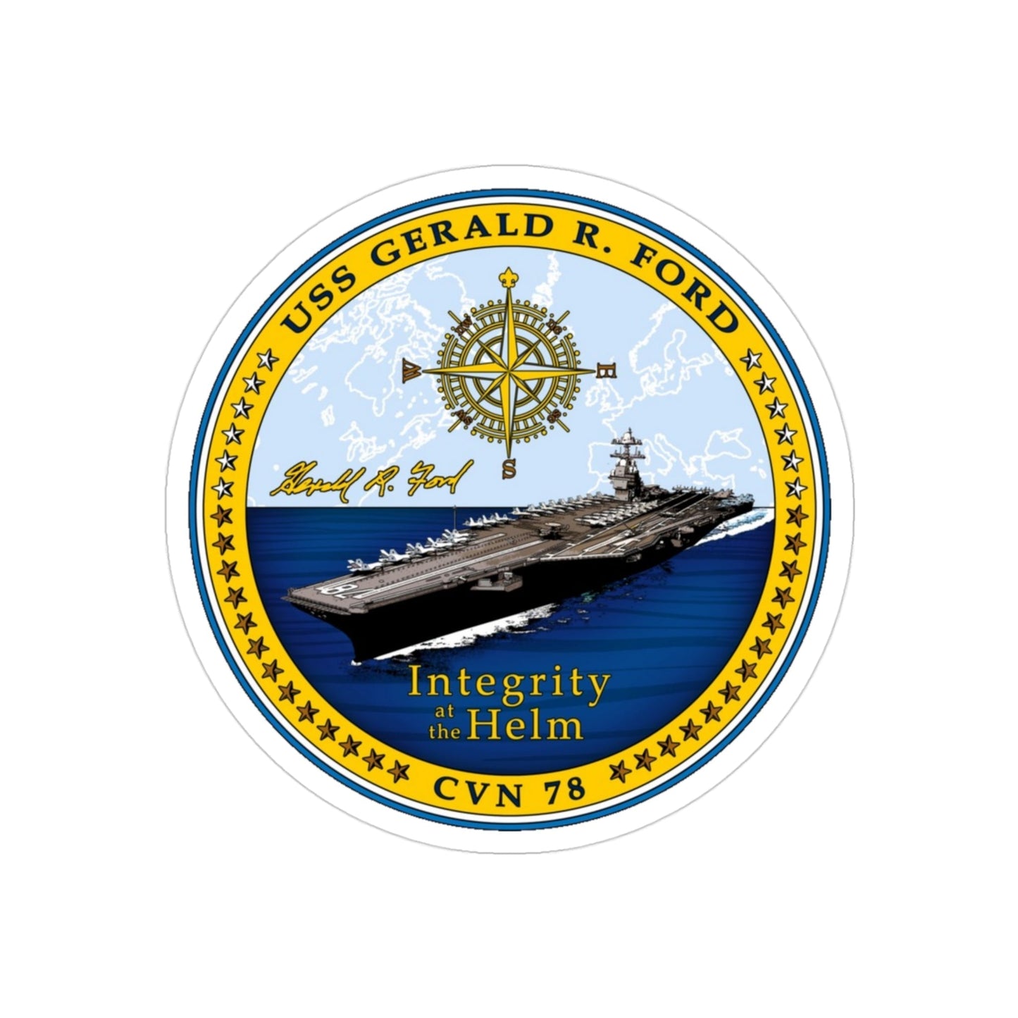 CVN 78 USS Gerald R Ford 2017 (U.S. Navy) Transparent STICKER Die-Cut Vinyl Decal-3 Inch-The Sticker Space