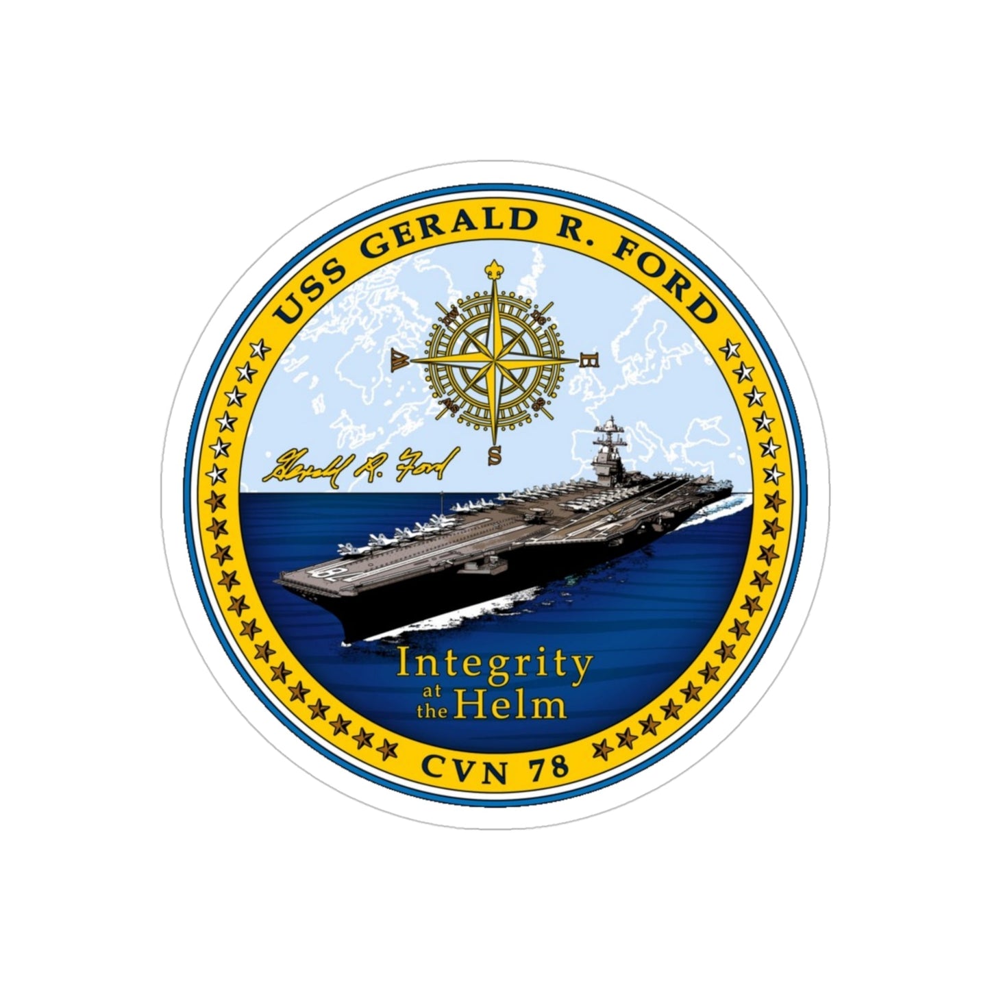 CVN 78 USS Gerald R Ford 2017 (U.S. Navy) Transparent STICKER Die-Cut Vinyl Decal-4 Inch-The Sticker Space