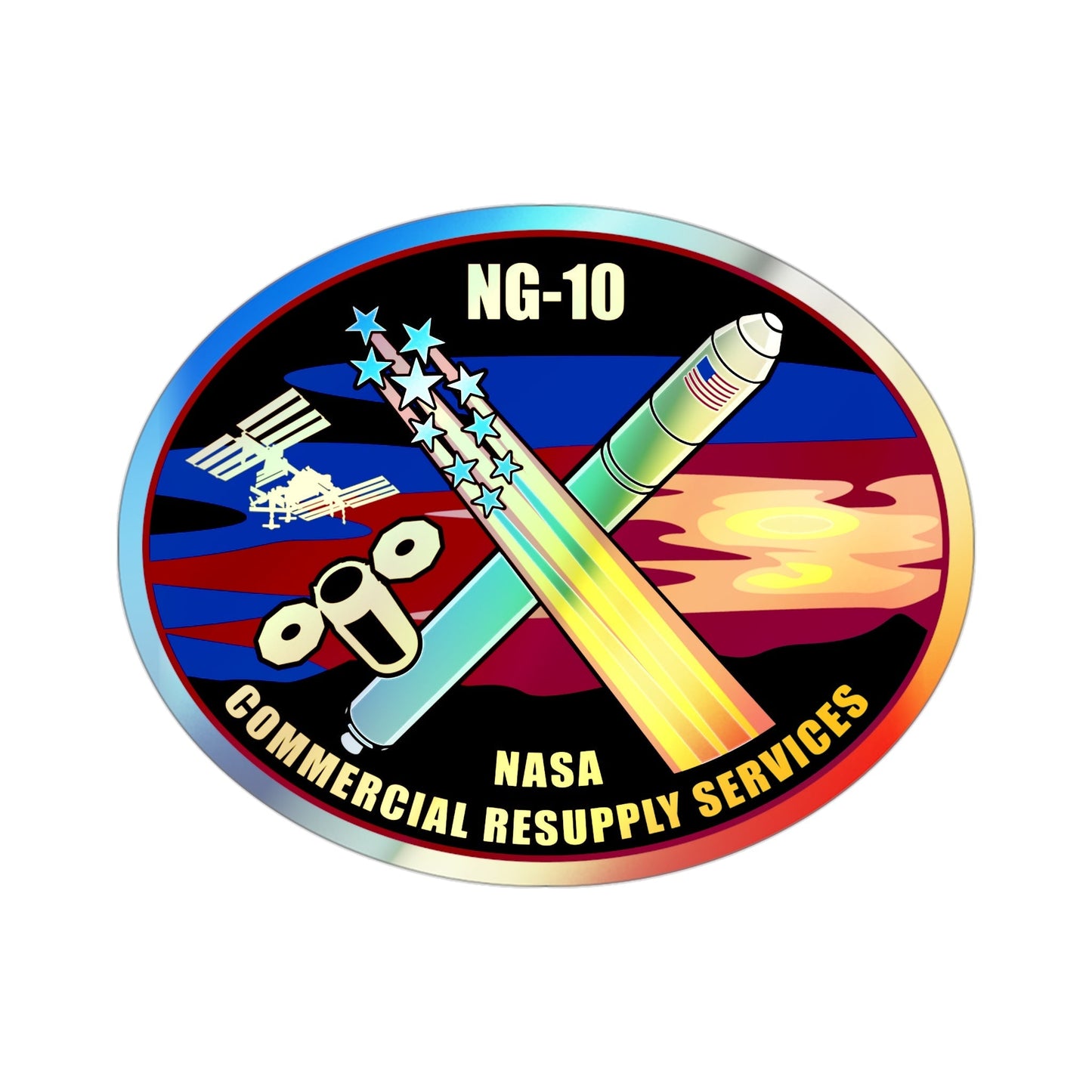 Cygnus NG-10 (SpaceX) Holographic STICKER Die-Cut Vinyl Decal-3 Inch-The Sticker Space