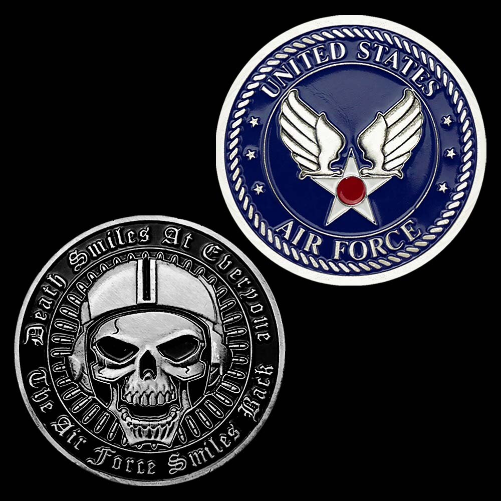 "Death Smiles At Everyone, The Air Force Smiles Back" (U.S. Air Force) Silver Plated Challenge Coin-The Sticker Space