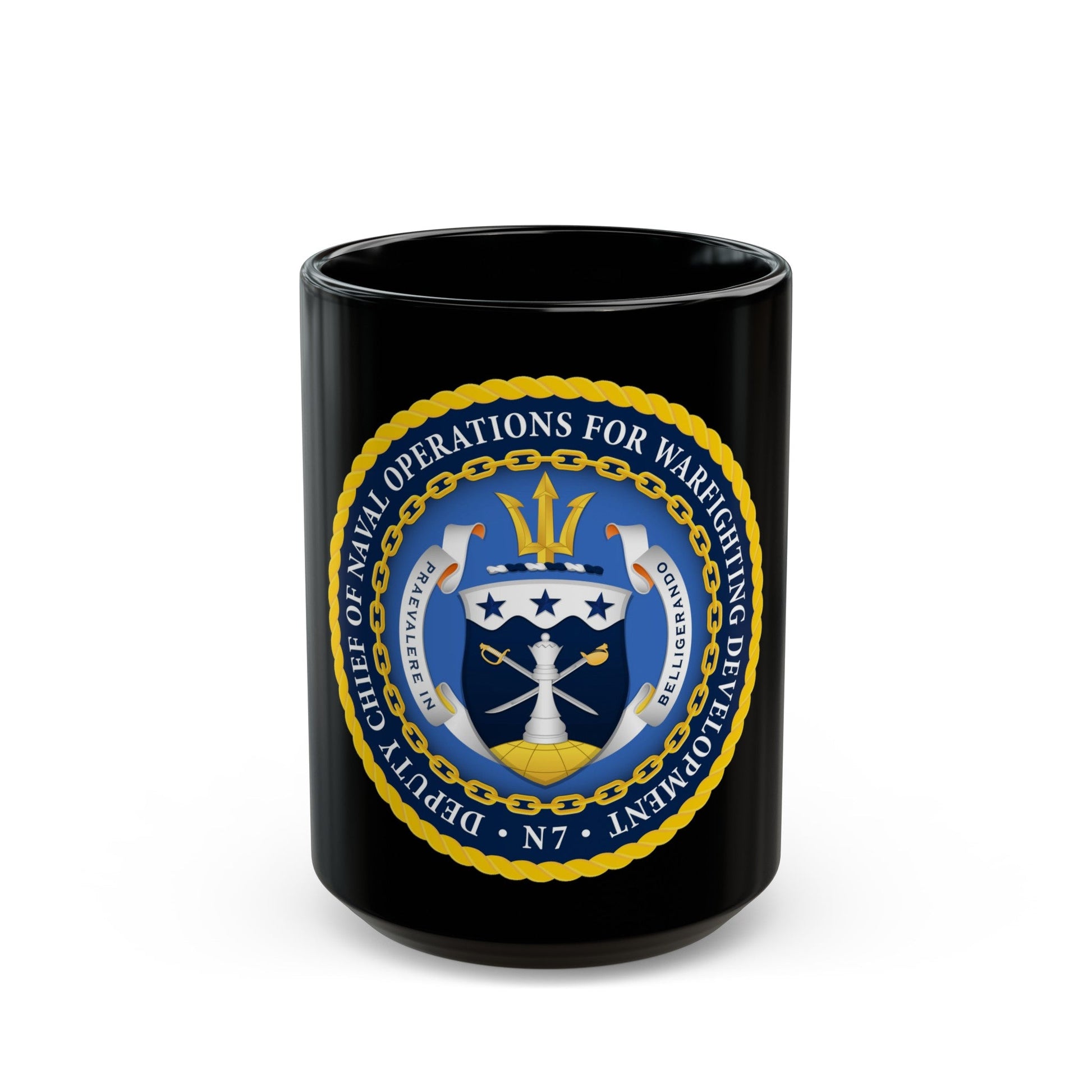 Deputy Chief of Naval Operations for Warfighting Development N7 (U.S. Navy) Black Coffee Mug-15oz-The Sticker Space