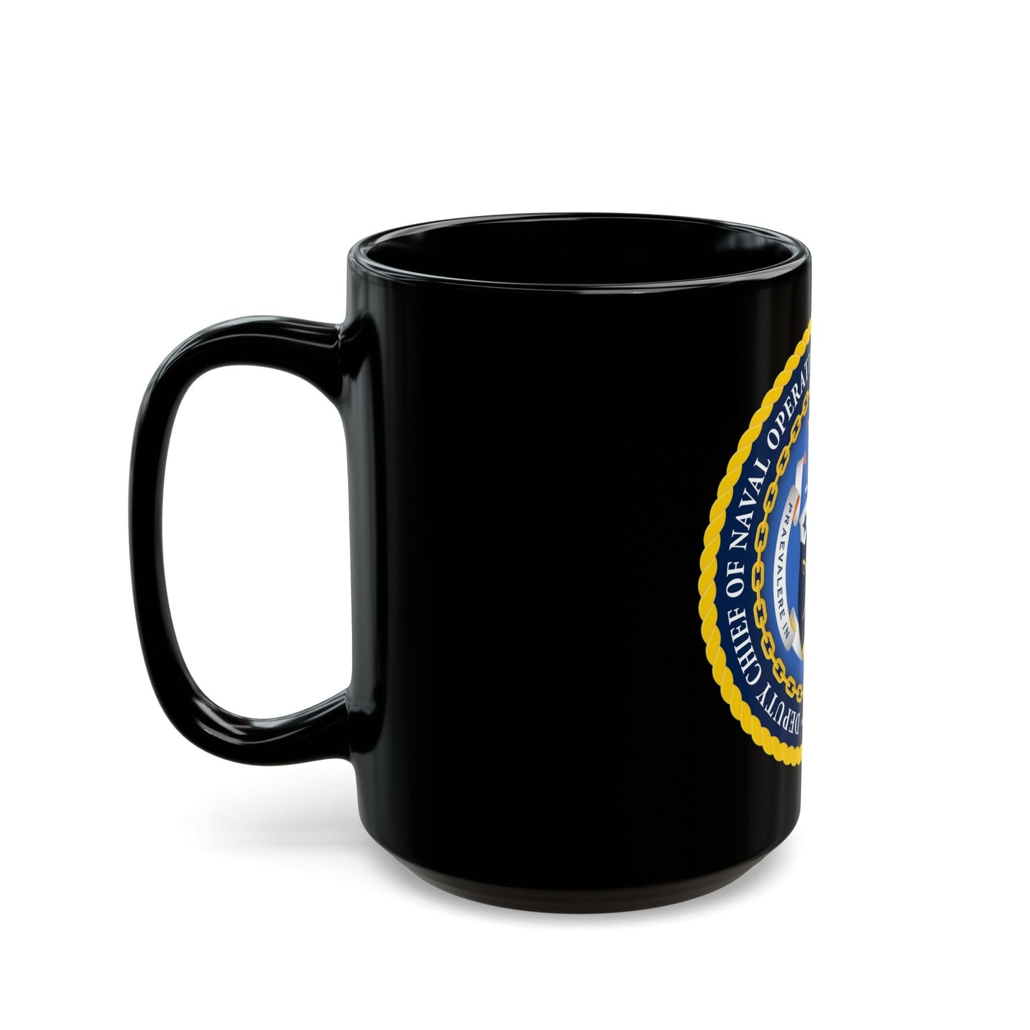 Deputy Chief of Naval Operations for Warfighting Development N7 (U.S. Navy) Black Coffee Mug-The Sticker Space