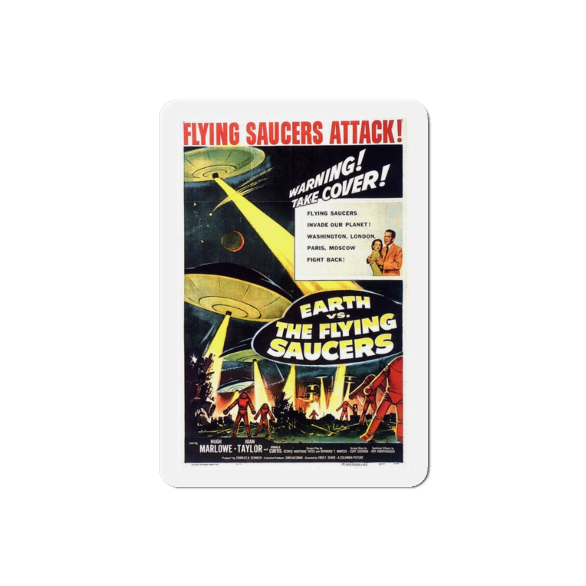 Earth vs the Flying Saucers 1956 Movie Poster Die-Cut Magnet-2 Inch-The Sticker Space