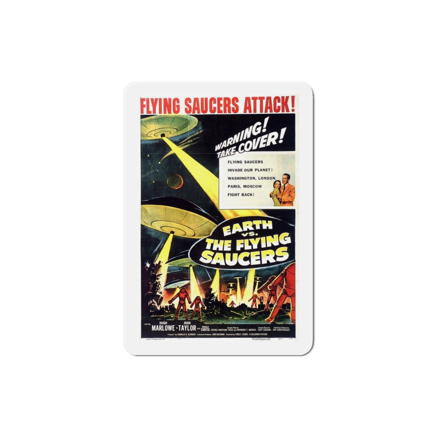 Earth vs the Flying Saucers 1956 Movie Poster Die-Cut Magnet-3 Inch-The Sticker Space