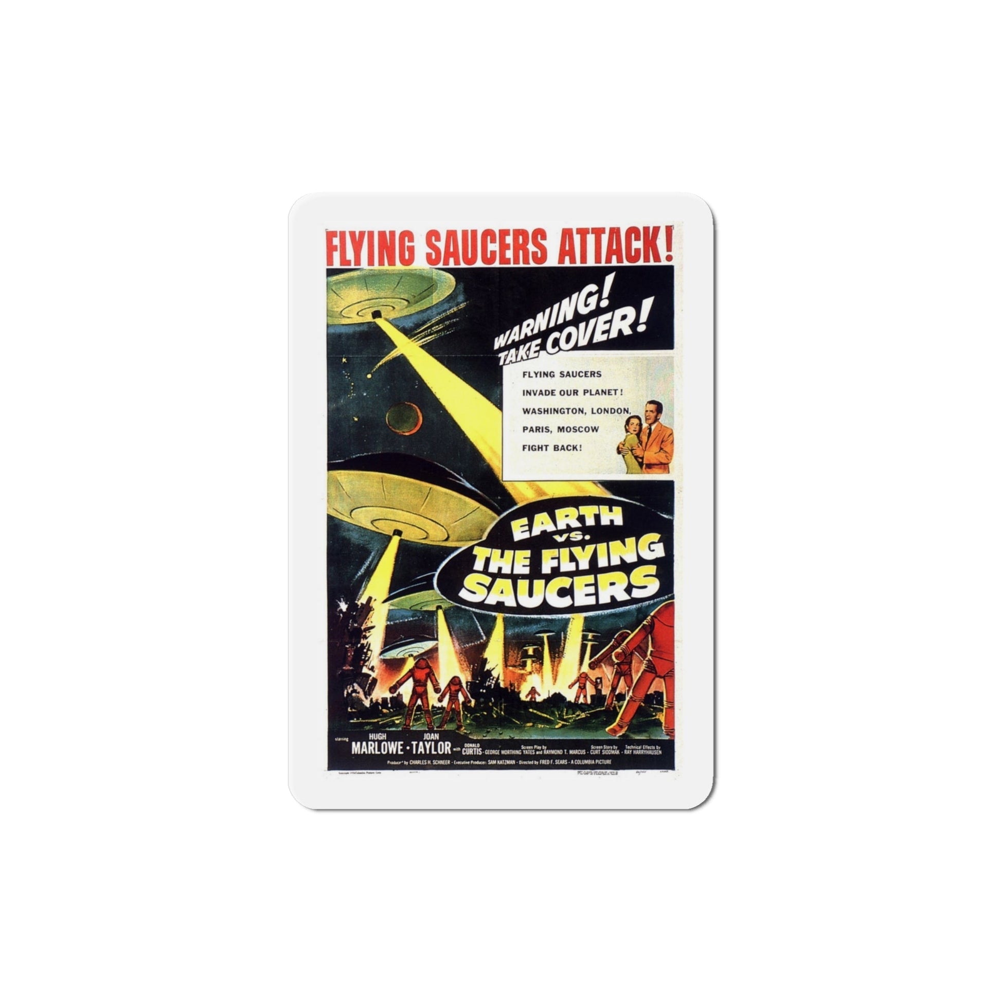 Earth vs the Flying Saucers 1956 Movie Poster Die-Cut Magnet-4 Inch-The Sticker Space