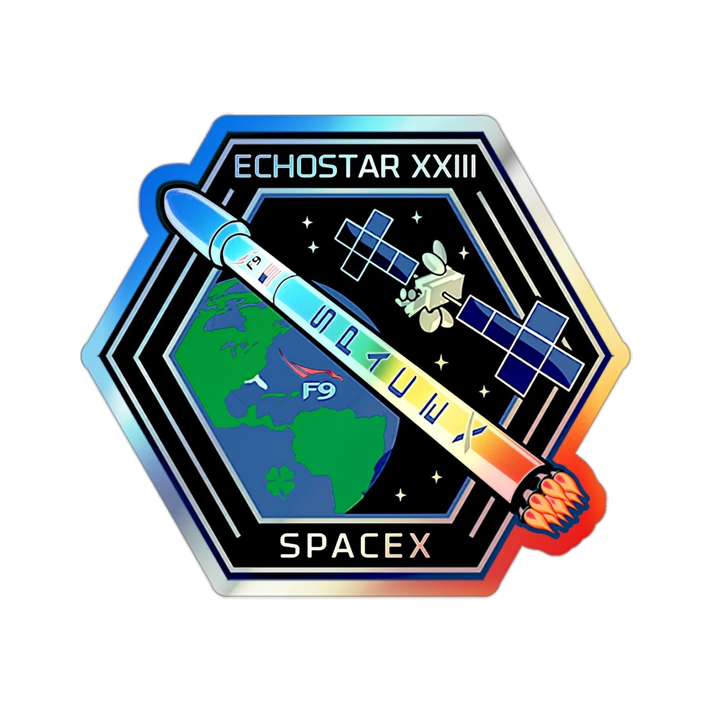 EchoStar 23 (SpaceX) Holographic STICKER Die-Cut Vinyl Decal-2 Inch-The Sticker Space