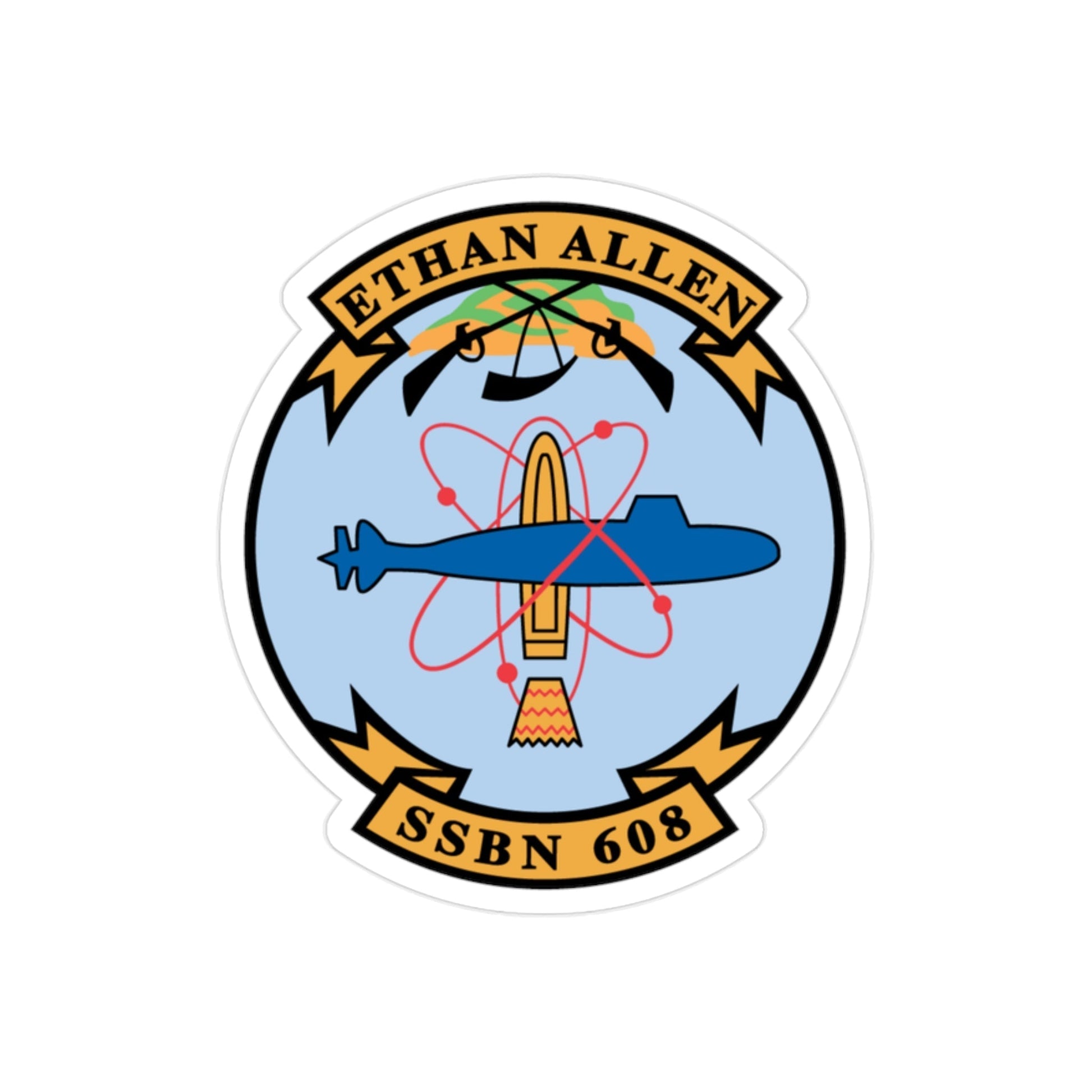 Ethan Allen SSBN 608 (U.S. Navy) Transparent STICKER Die-Cut Vinyl Decal-2 Inch-The Sticker Space