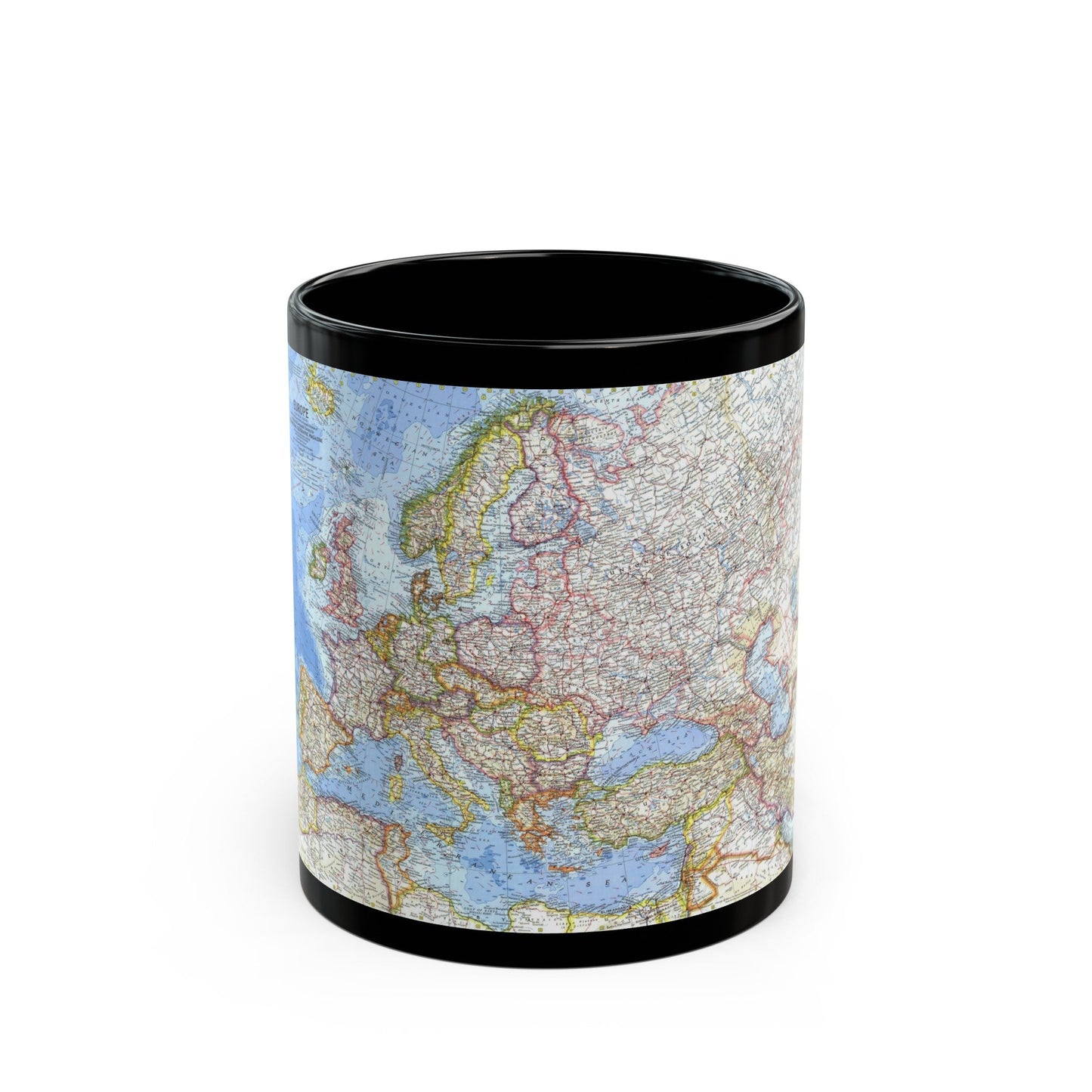 Europe (1962) (Map) Black Coffee Mug-11oz-The Sticker Space