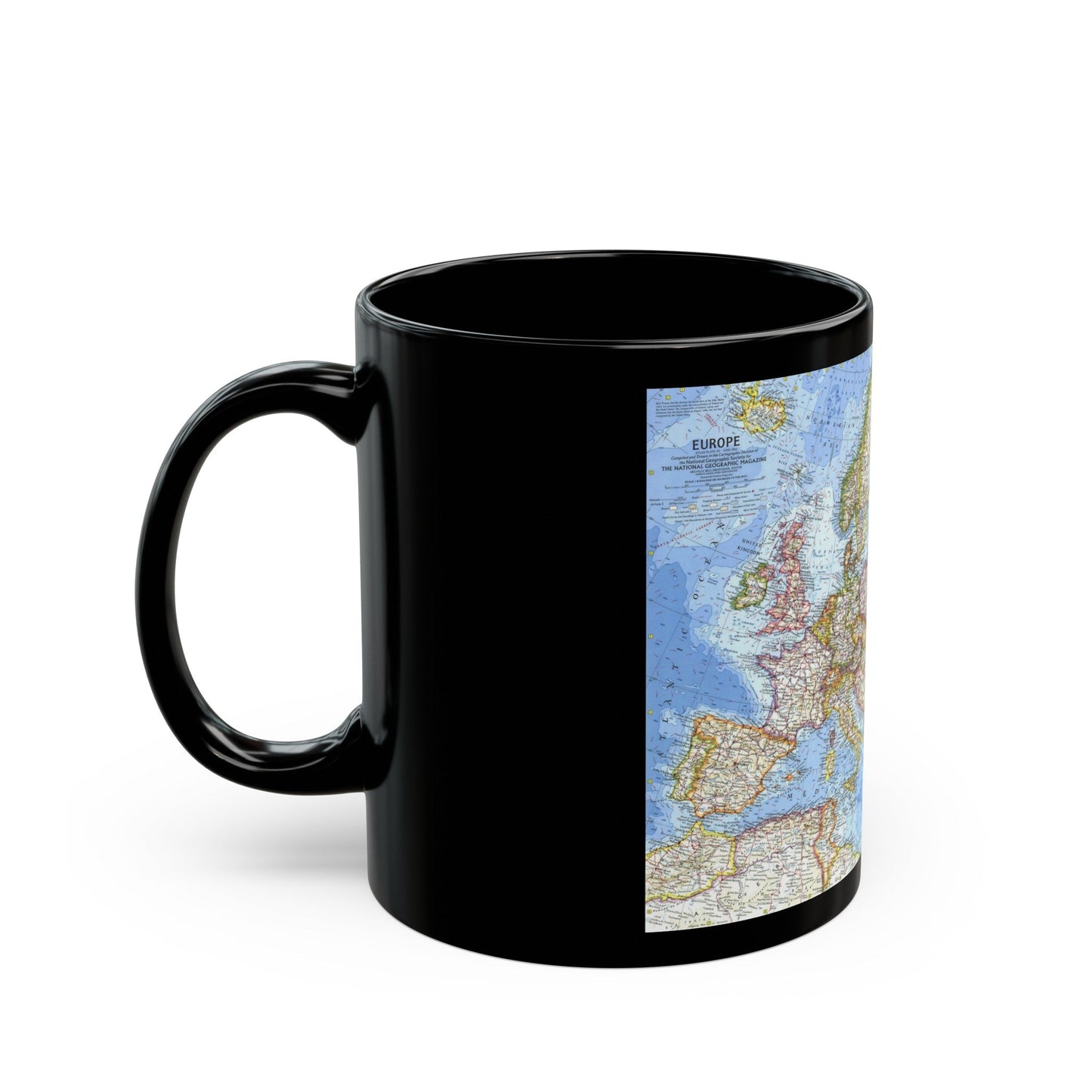 Europe (1962) (Map) Black Coffee Mug-The Sticker Space