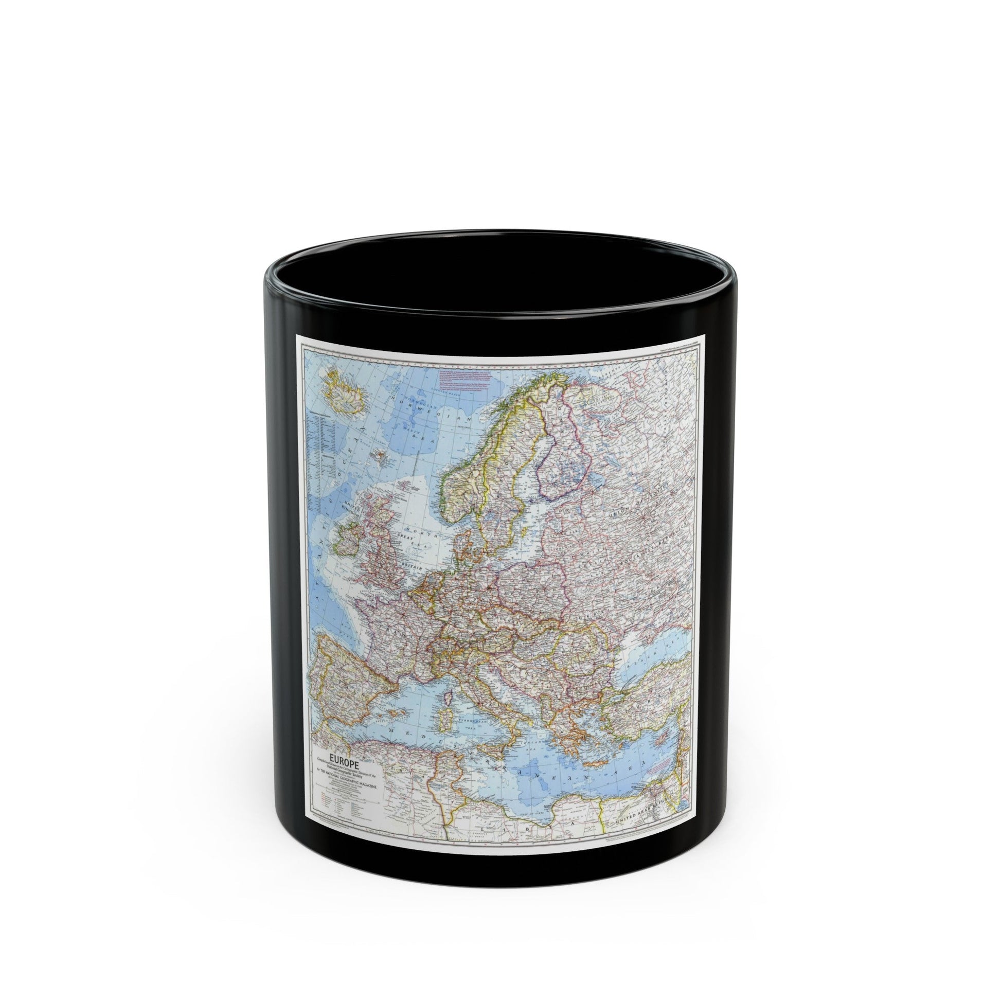 Europe (1969) (Map) Black Coffee Mug-11oz-The Sticker Space