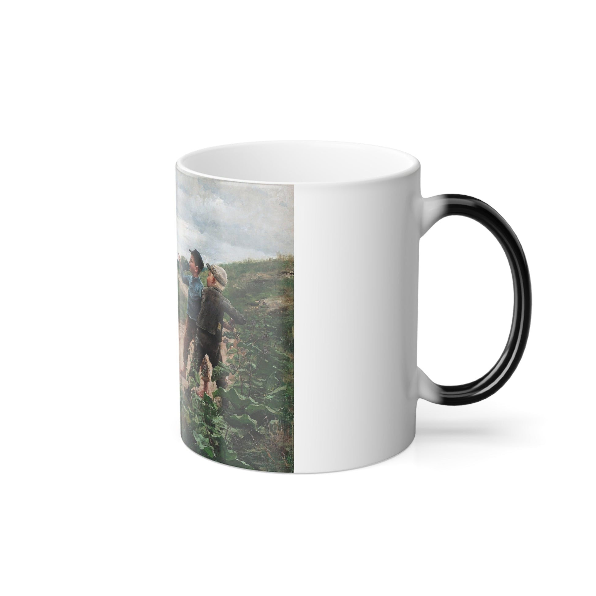Fanny Brate (1861-1940) Teasing Children - Oil on canvas1885 - Color Changing Mug 11oz-11oz-The Sticker Space