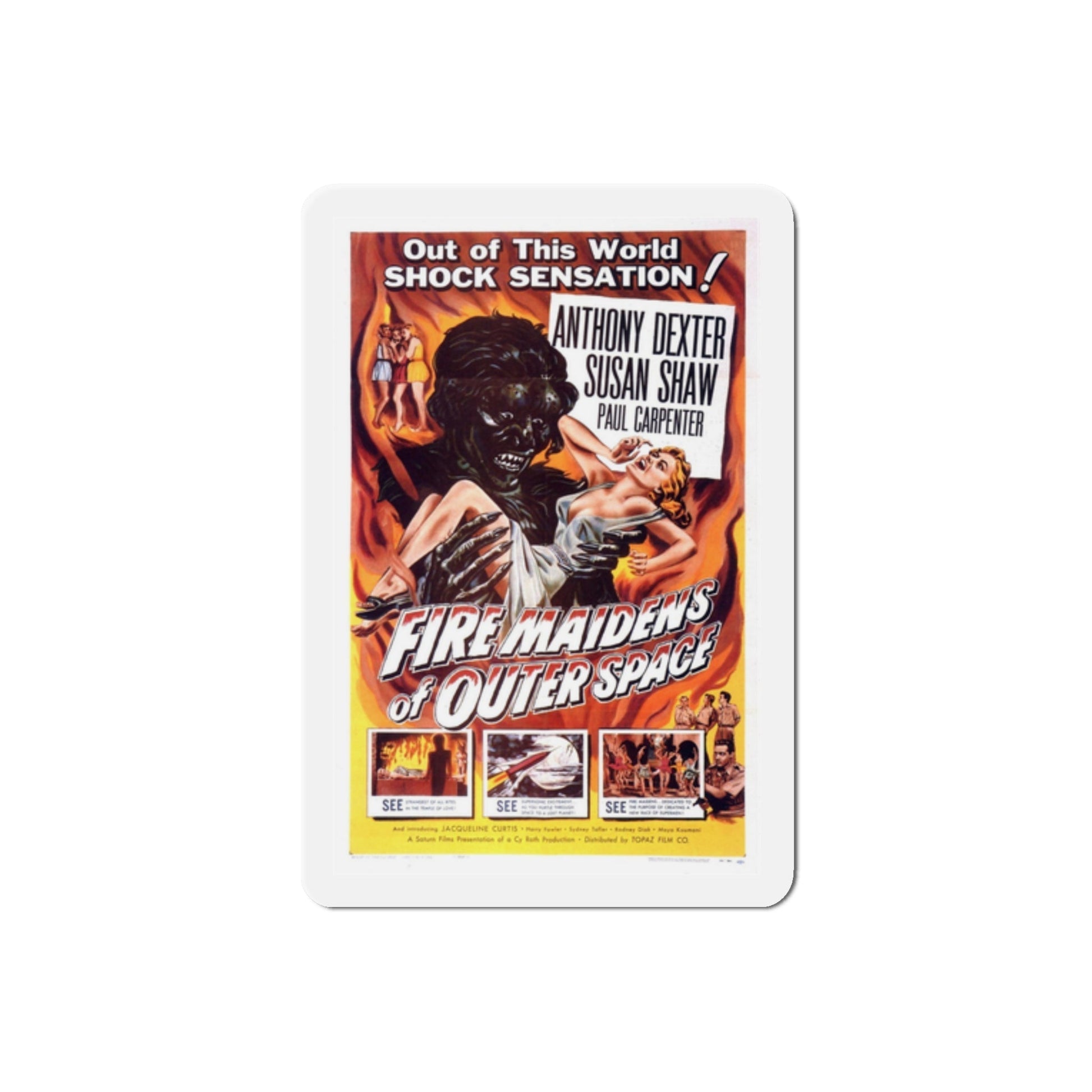 Fire Maidens of Outer Space 1956 Movie Poster Die-Cut Magnet-2 Inch-The Sticker Space