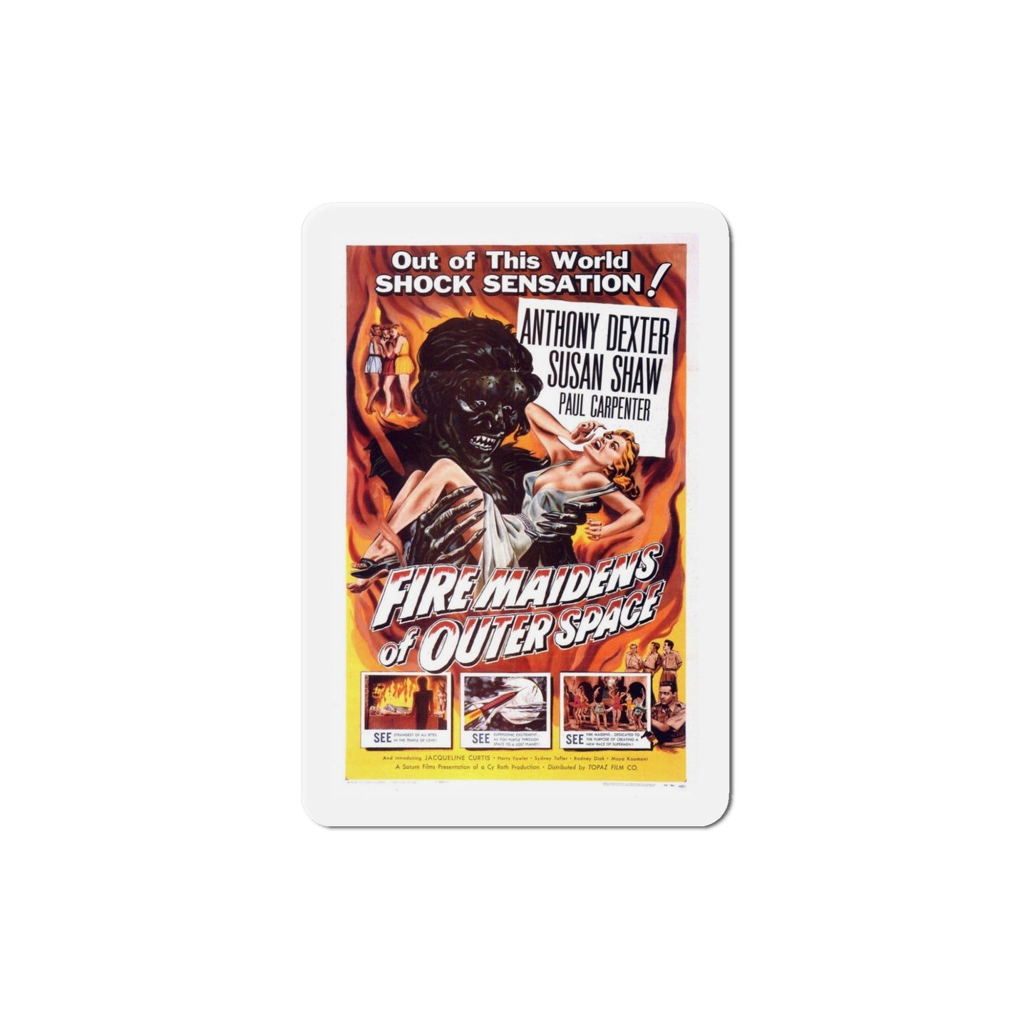 Fire Maidens of Outer Space 1956 Movie Poster Die-Cut Magnet-5 Inch-The Sticker Space