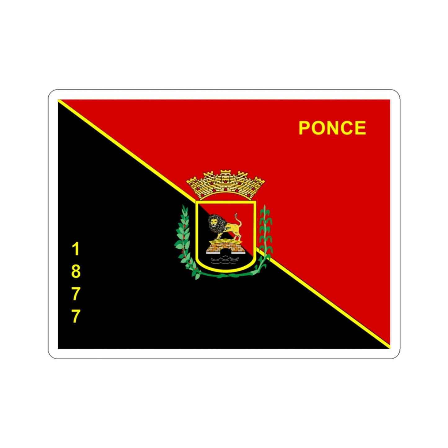 Flag of Ponce Puerto Rico 1877 Version STICKER Vinyl Die-Cut Decal-3 Inch-The Sticker Space