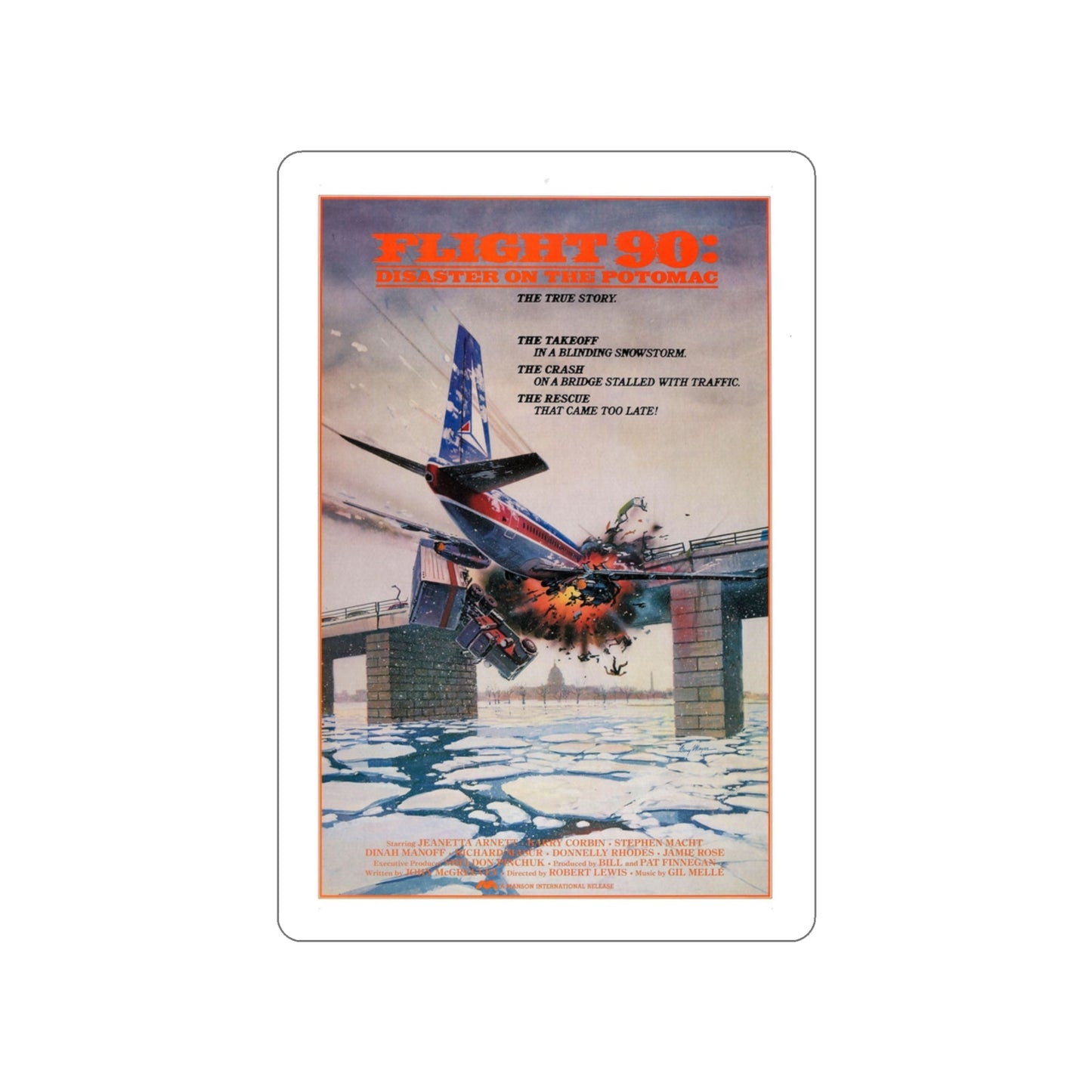 FLIGHT 90 1984 Movie Poster STICKER Vinyl Die-Cut Decal-3 Inch-The Sticker Space