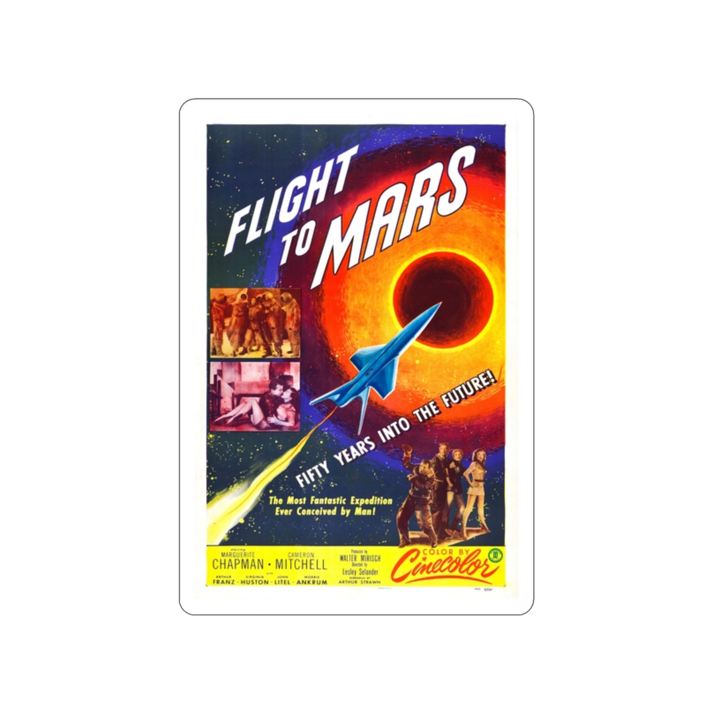 FLIGHT TO MARS 1951 Movie Poster STICKER Vinyl Die-Cut Decal-2 Inch-The Sticker Space