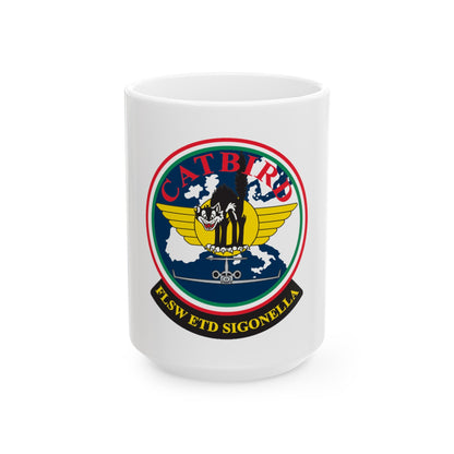 FLSW ETD Sigonella Catbird Fleet Logistics Support Wing Executive Transport Detachment (U.S. Navy) White Coffee Mug-15oz-The Sticker Space