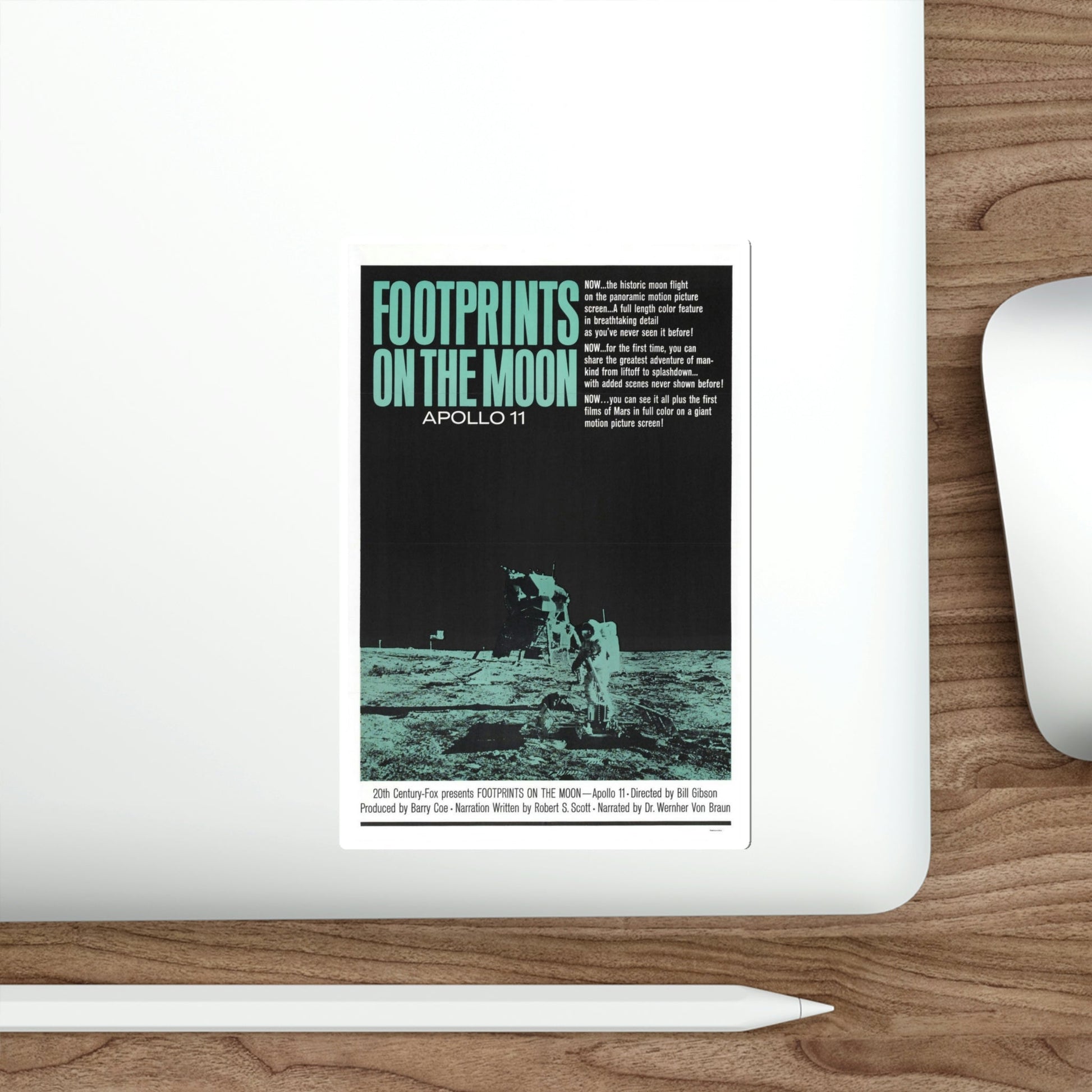Footprints on the Moon Apollo 11 1969 Movie Poster STICKER Vinyl Die-Cut Decal-The Sticker Space