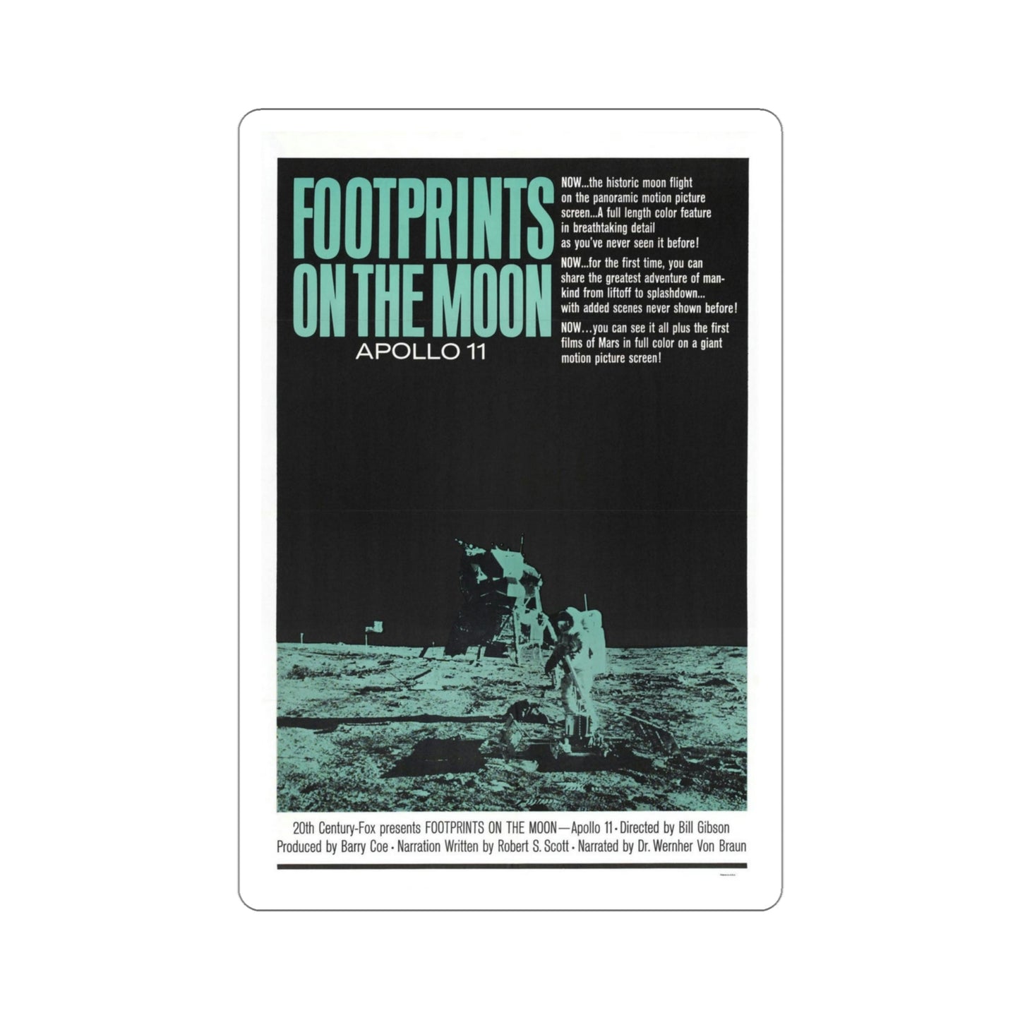 Footprints on the Moon Apollo 11 1969 Movie Poster STICKER Vinyl Die-Cut Decal-4 Inch-The Sticker Space