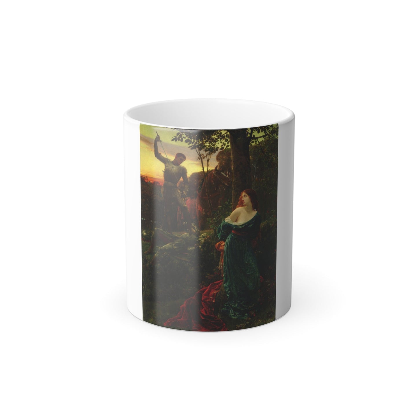 Frank Dicksee (1853-1928) Chivalry - Oil on canvas 1885 - Color Changing Mug 11oz-11oz-The Sticker Space