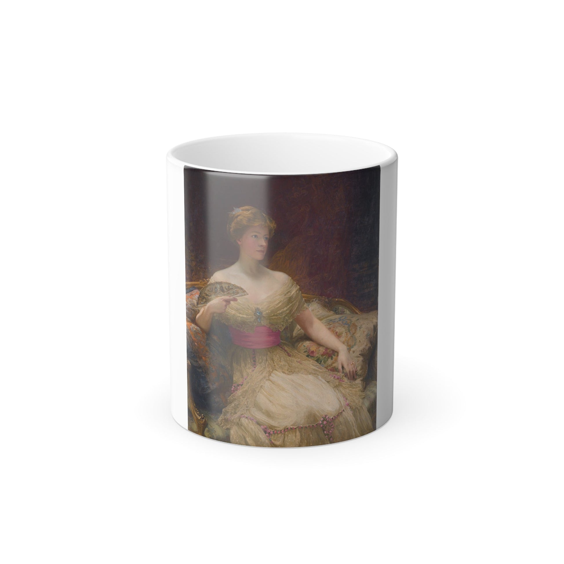 Frank Dicksee (1853-1928) Portrait of Mrs Austin Mackenzie - Oil on Canvas 1918 - Color Changing Mug 11oz-11oz-The Sticker Space