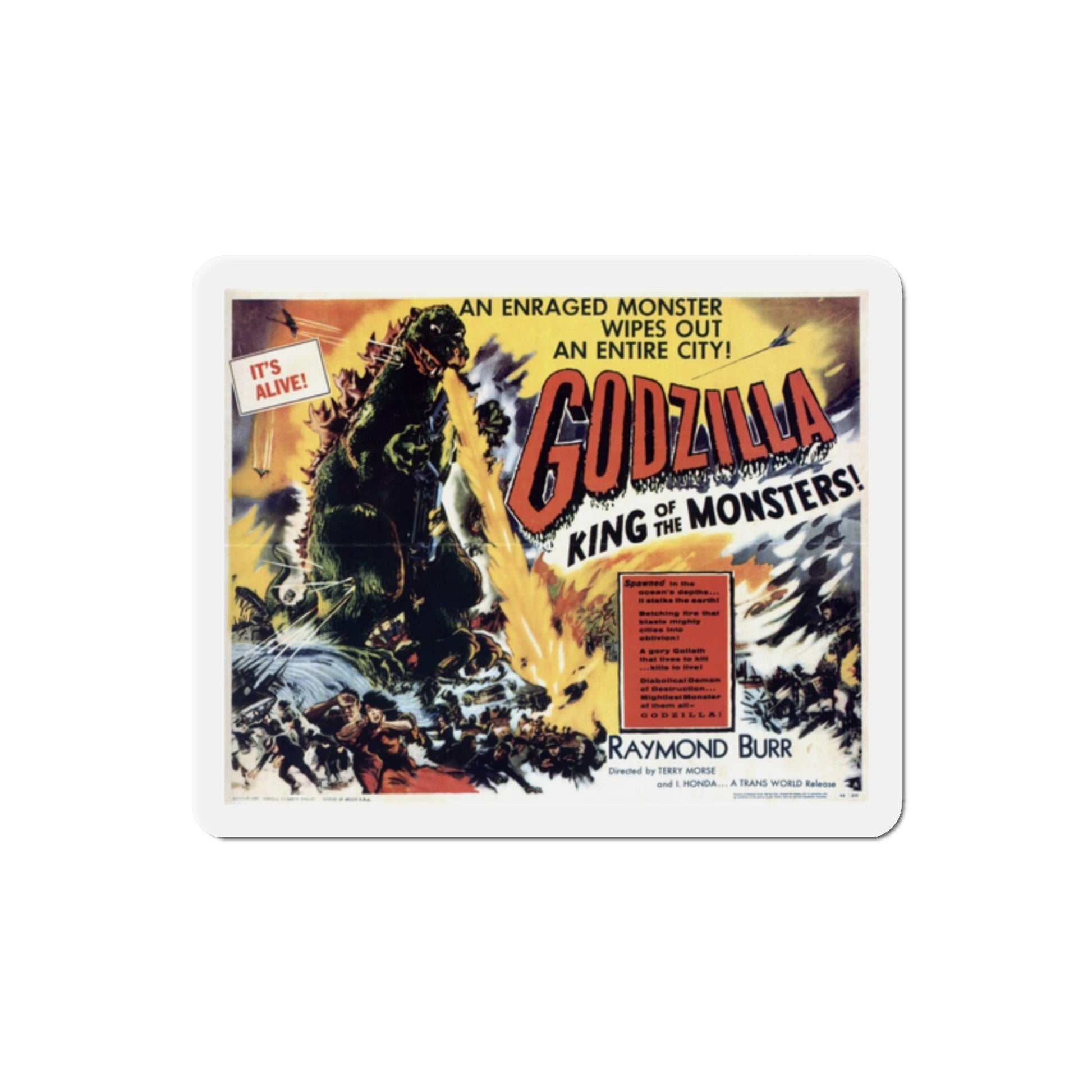 Godzilla King of the Monsters 1956 Movie Poster Die-Cut Magnet-2 Inch-The Sticker Space