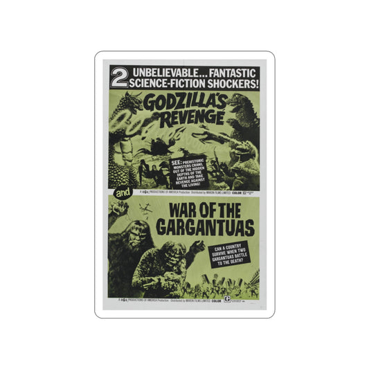 GODZILLA'S REVENGE + WAR OF THE GARGANTUAS 1969 Movie Poster STICKER Vinyl Die-Cut Decal-2 Inch-The Sticker Space