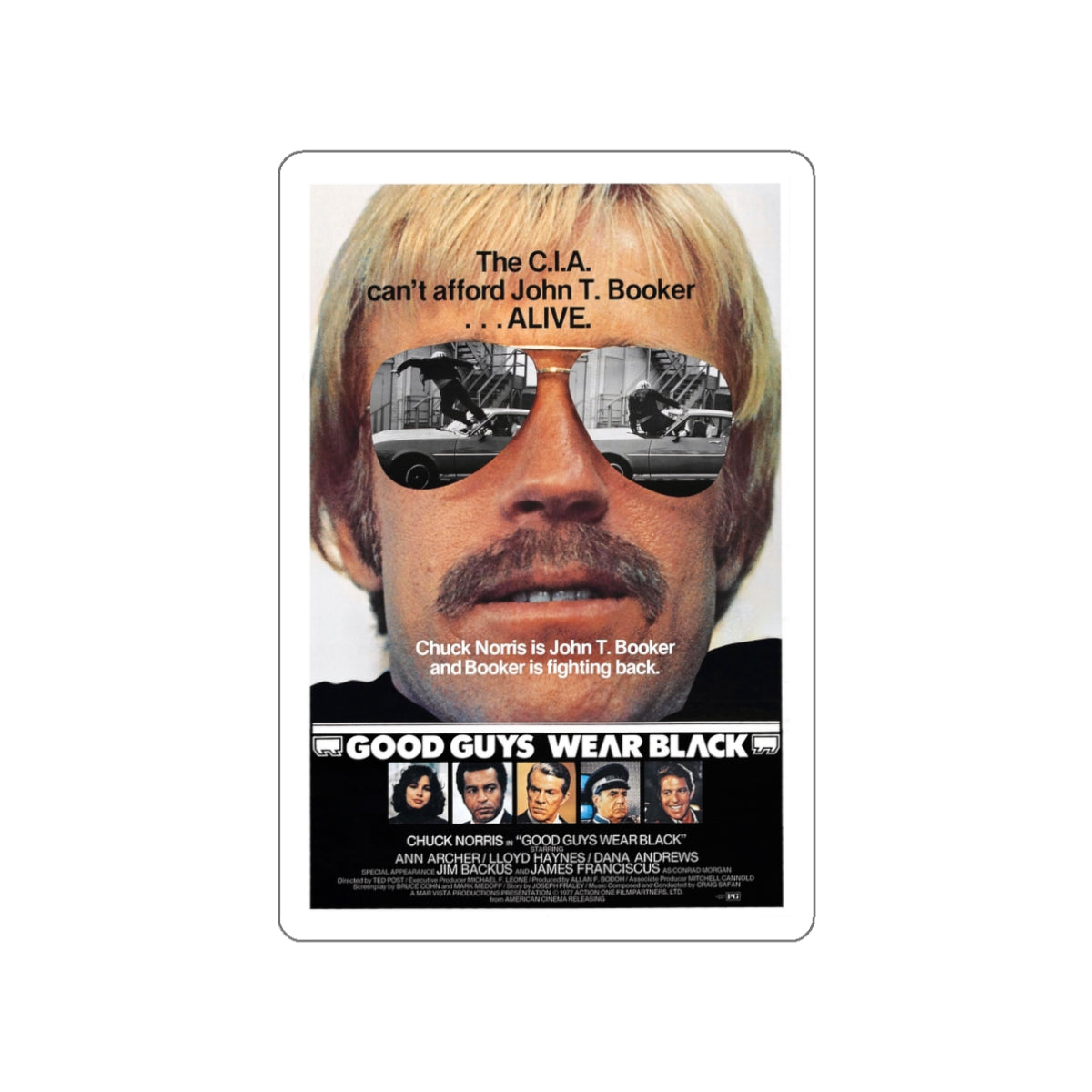 GOOD GUYS WEAR BLACK 1978 Movie Poster STICKER Vinyl Die-Cut Decal-3 Inch-The Sticker Space