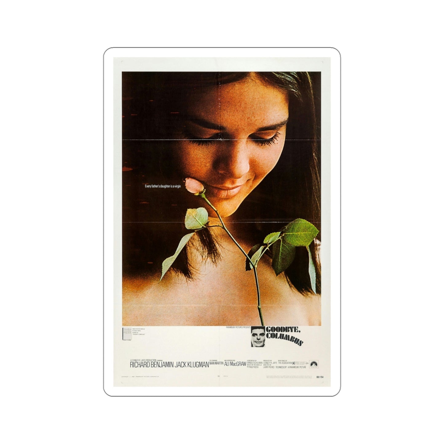Goodbye Columbus 1969 Movie Poster STICKER Vinyl Die-Cut Decal-5 Inch-The Sticker Space