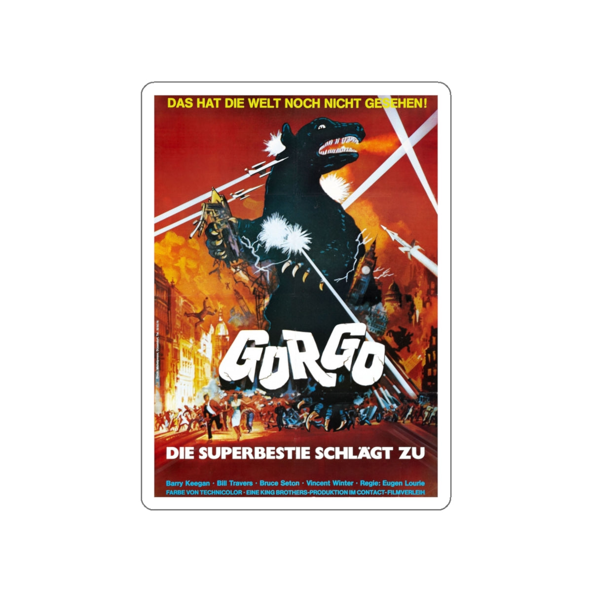 GORGO (GERMAN) 1961 Movie Poster STICKER Vinyl Die-Cut Decal-5 Inch-The Sticker Space