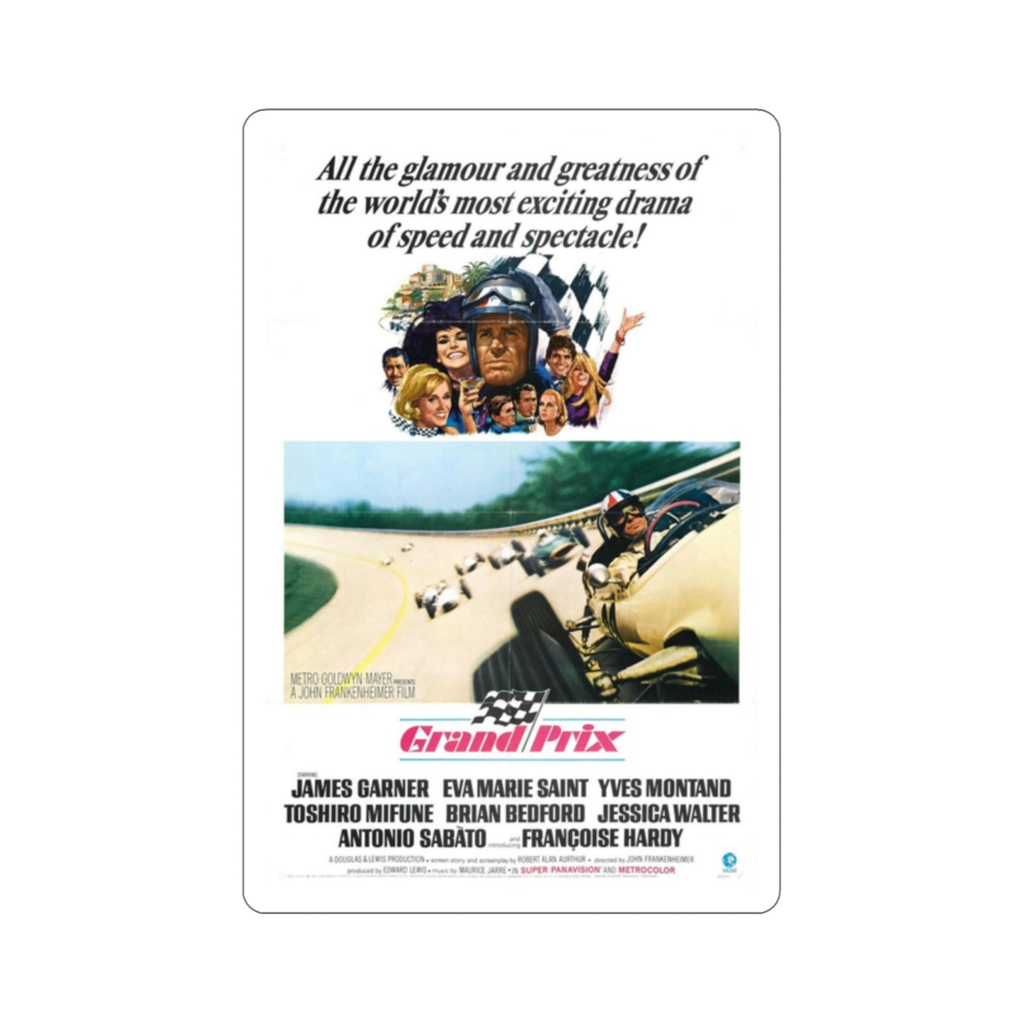 Grand Prix 1966 Movie Poster STICKER Vinyl Die-Cut Decal-2 Inch-The Sticker Space