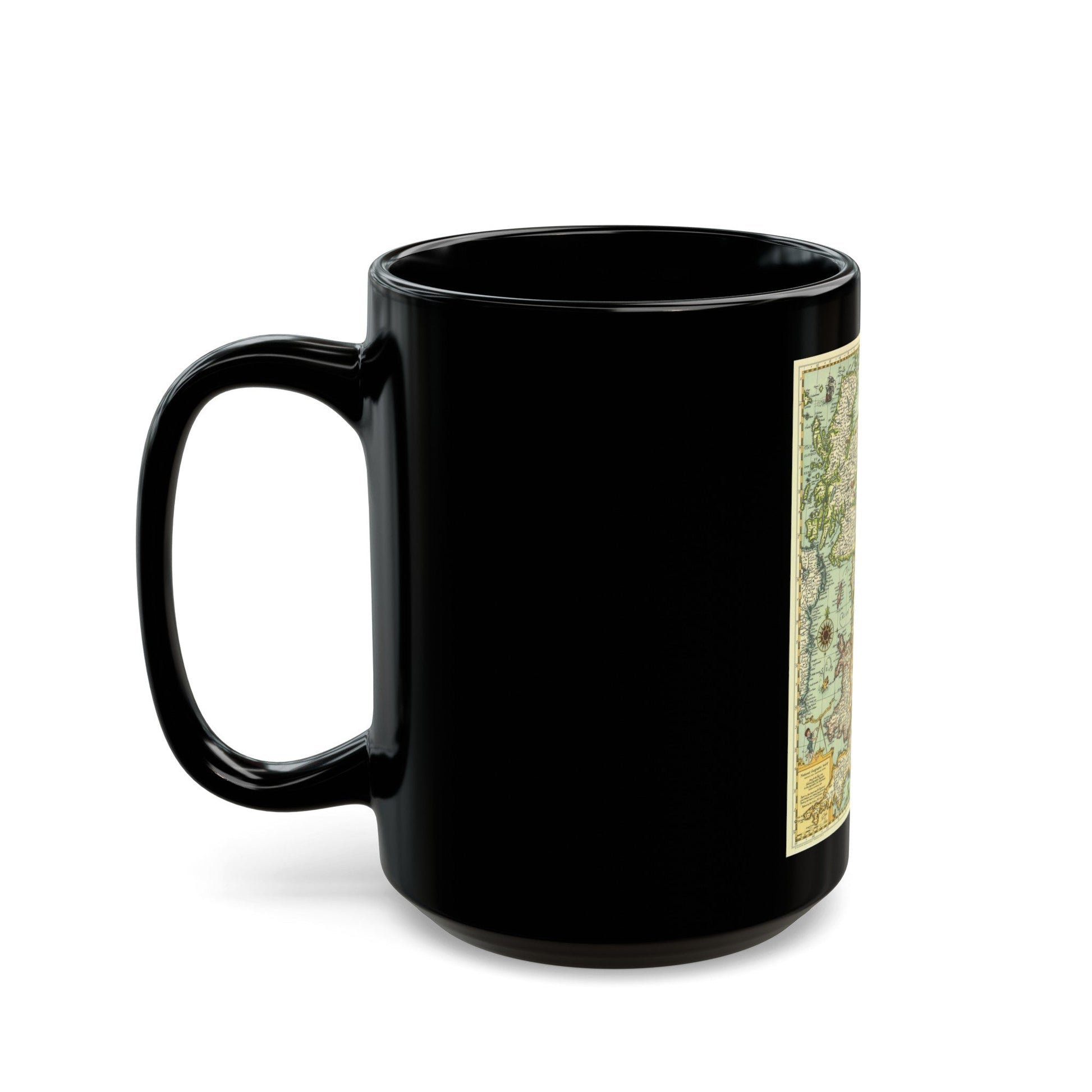 Great Britain - Shakespeare's (1964) (Map) Black Coffee Mug-The Sticker Space