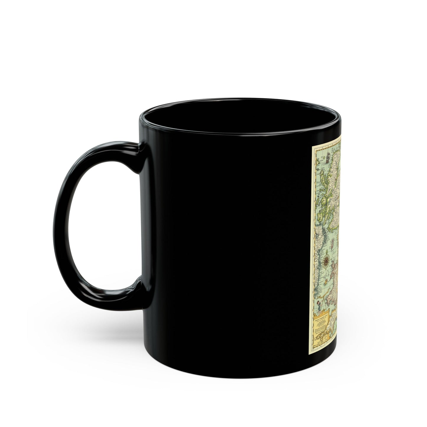 Great Britain - Shakespeare's (1964) (Map) Black Coffee Mug-The Sticker Space