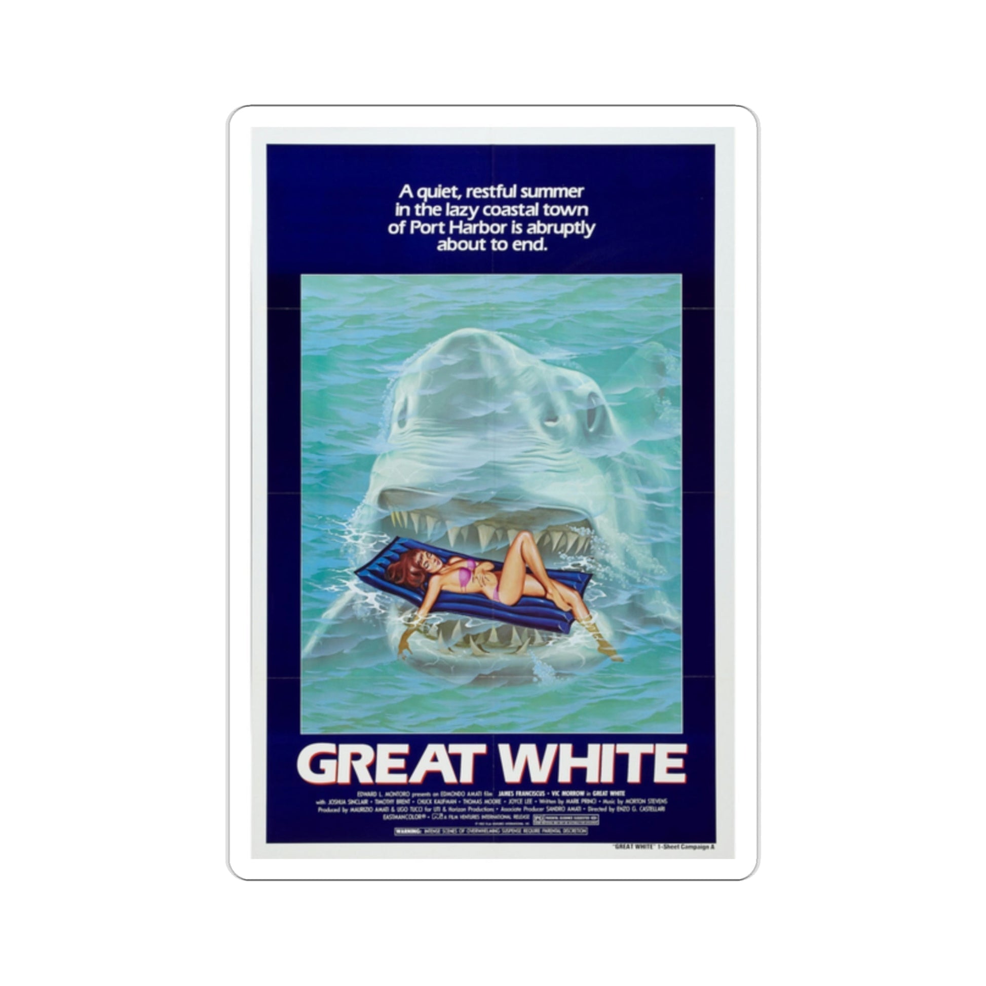 Great White 1982 Movie Poster STICKER Vinyl Die-Cut Decal-2 Inch-The Sticker Space