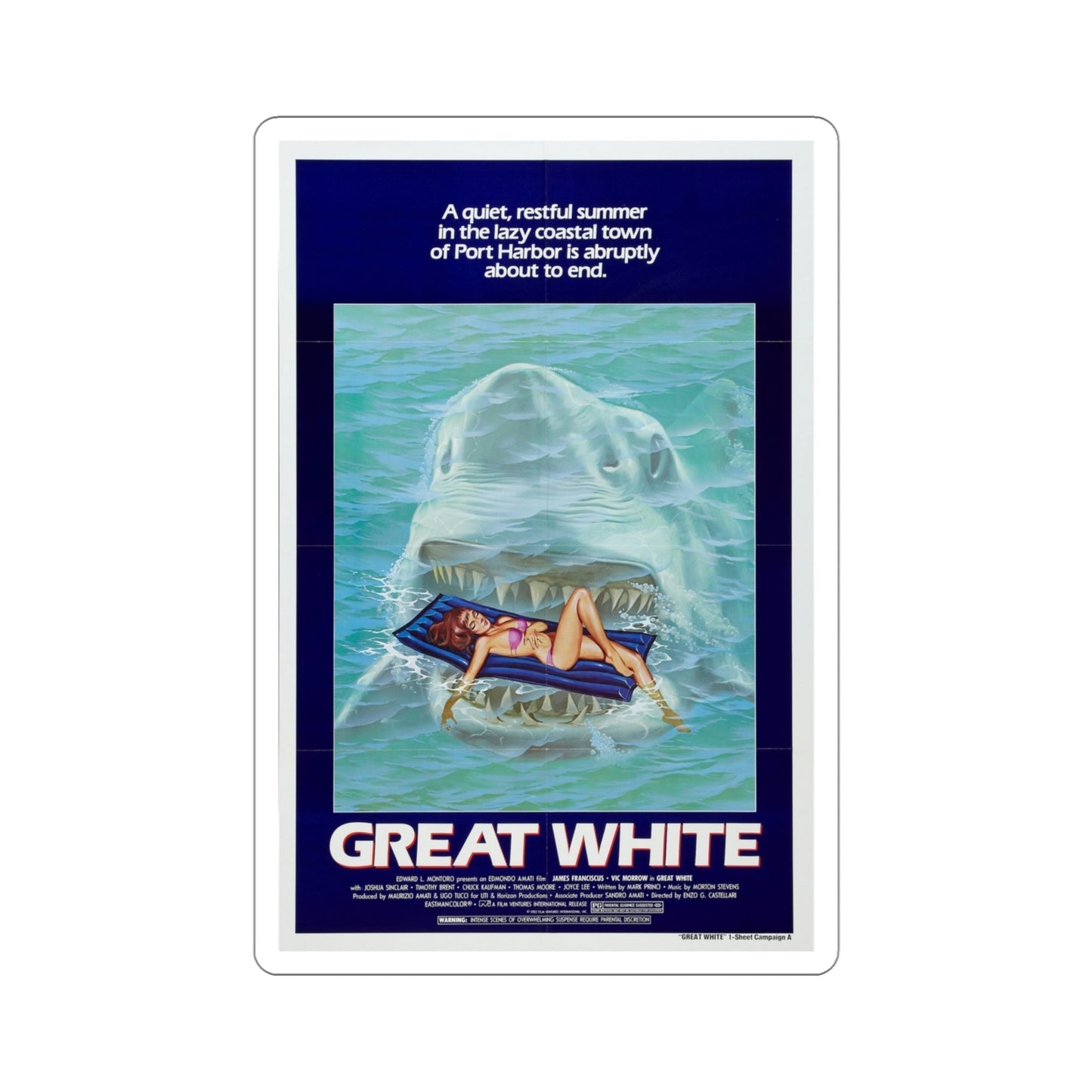 Great White 1982 Movie Poster STICKER Vinyl Die-Cut Decal-4 Inch-The Sticker Space